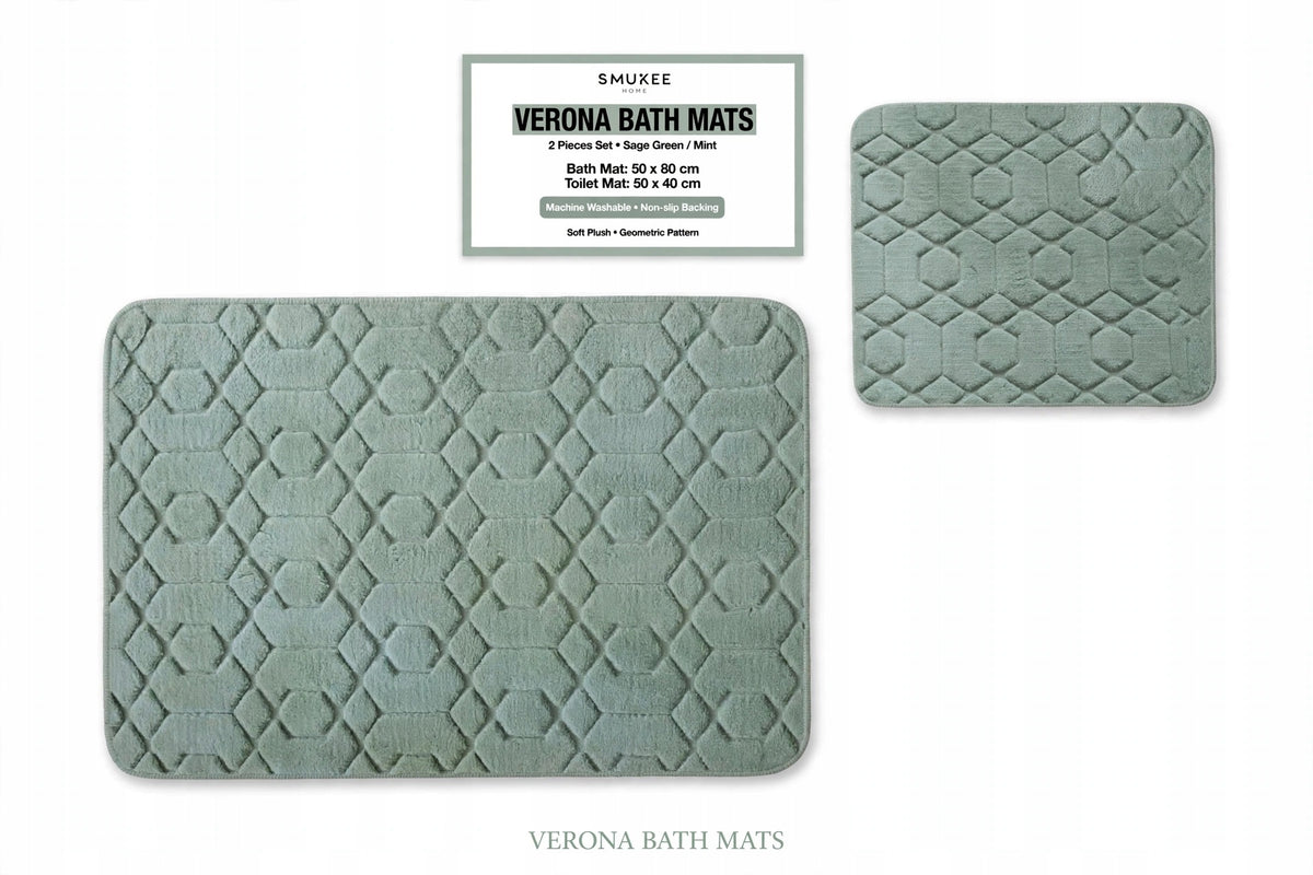 Dywaniki Łazienkowe Verona 2szt Miętowe Szałwia 50x80 50x40 Nowe