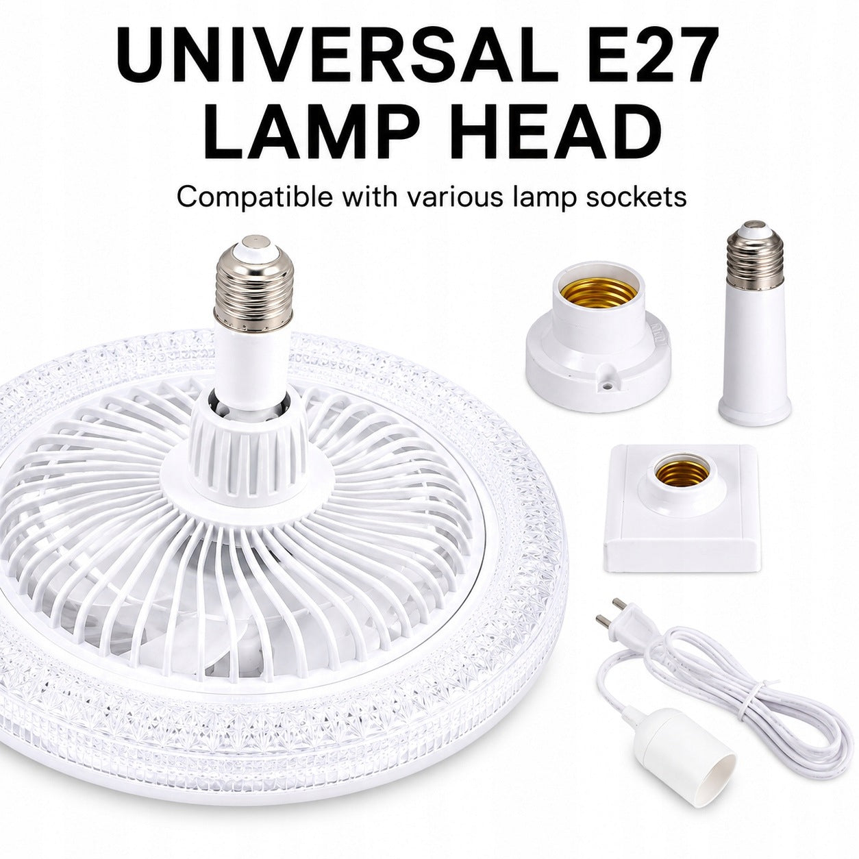 E27 LED Ceiling Fan Lamp with Remote Control, 3 Speeds, 3 Colors, Fan type ceiling