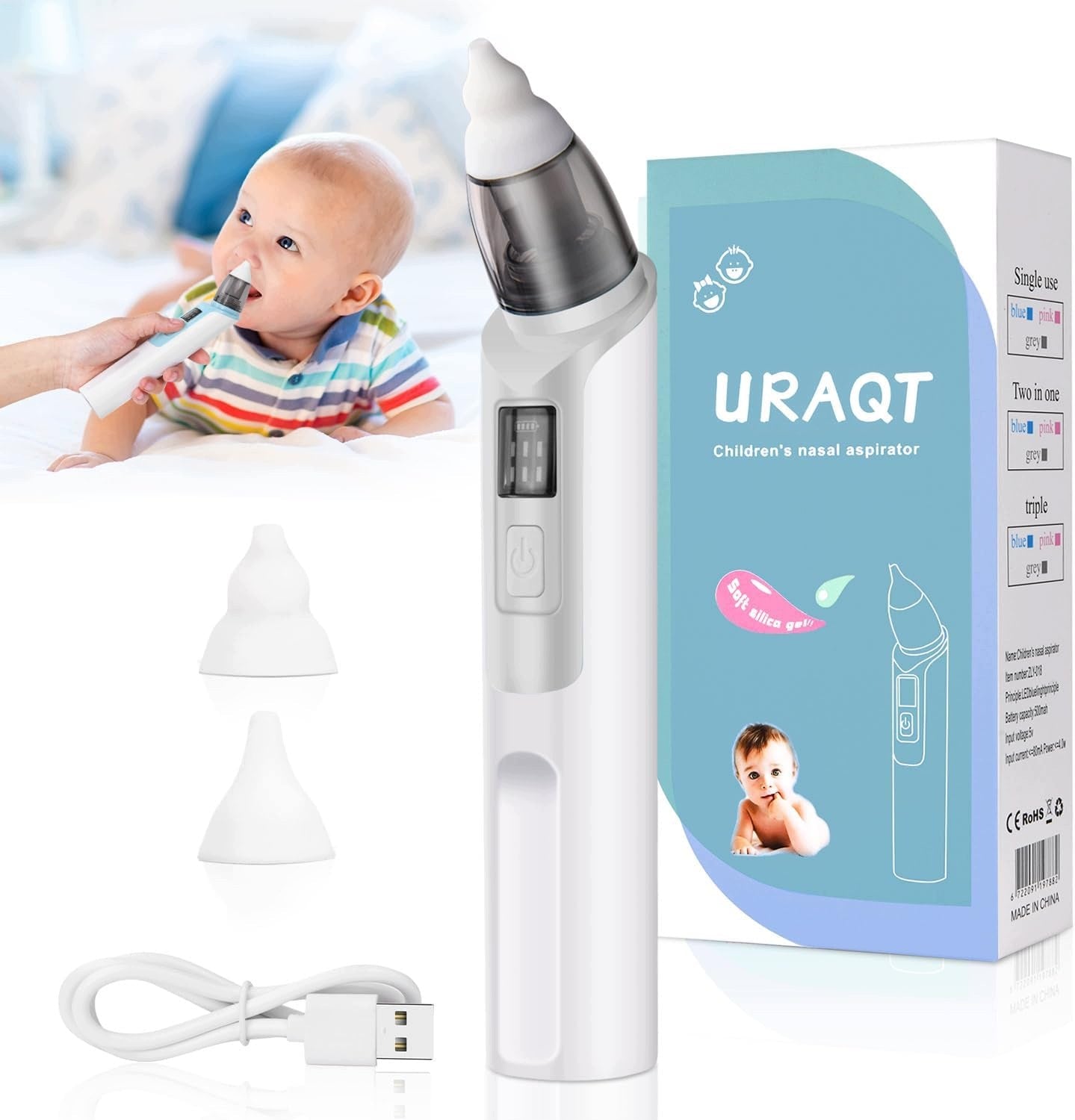 EAR NOSE ASPIRATOR ELECTRIC RUNNY NOSE EXTRACTOR VACUUM CLEANER POWER ADJUSTMENT