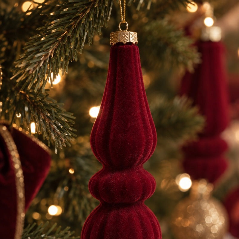 ECARLA Christmas balls 6pcs velour burgundy icicles BSN90 Packaging status original