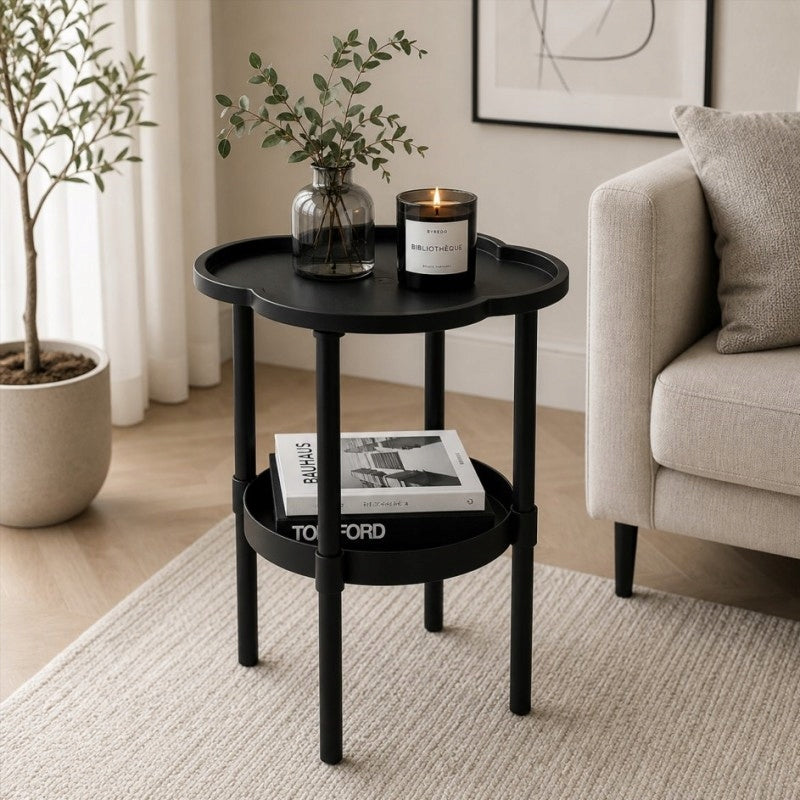 ECARLA Mobile Clover Shaped Coffee Table Black STL27CZ Packaging status original