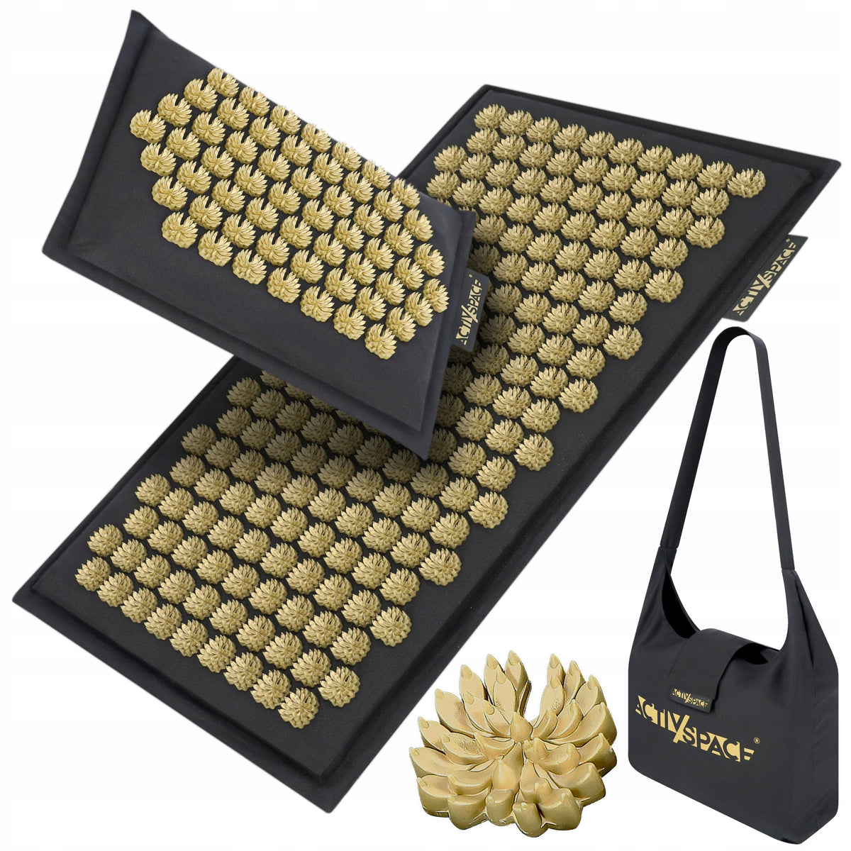ECO ACUPRESSURE MAT WITH MASSAGE SPIKES TO STIMULATE CIRCULATION WITH PILLOW