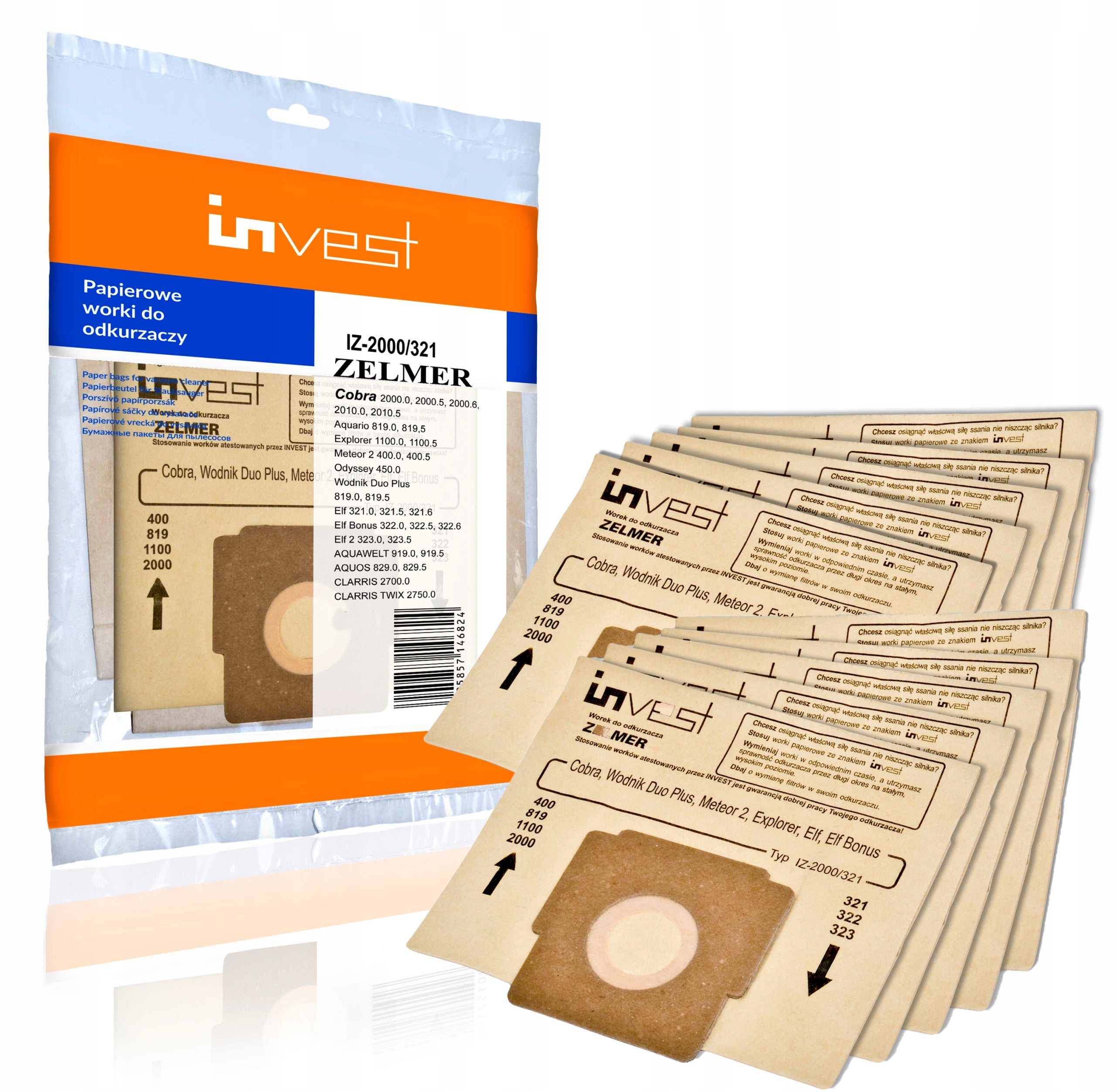 ECO BAGS FOR ZELMER ELF,ELF 2,ELF 3 ELF BONUS METEOR 2 ODYSSEY COBRA x10