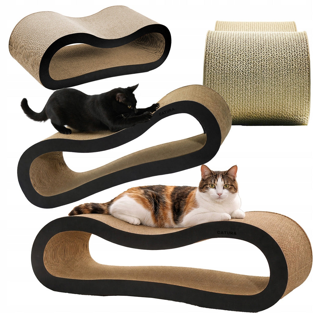 ECO-FRIENDLY Cat Scratcher Cardboard WAVE lounger CATURA BLACK LARGE