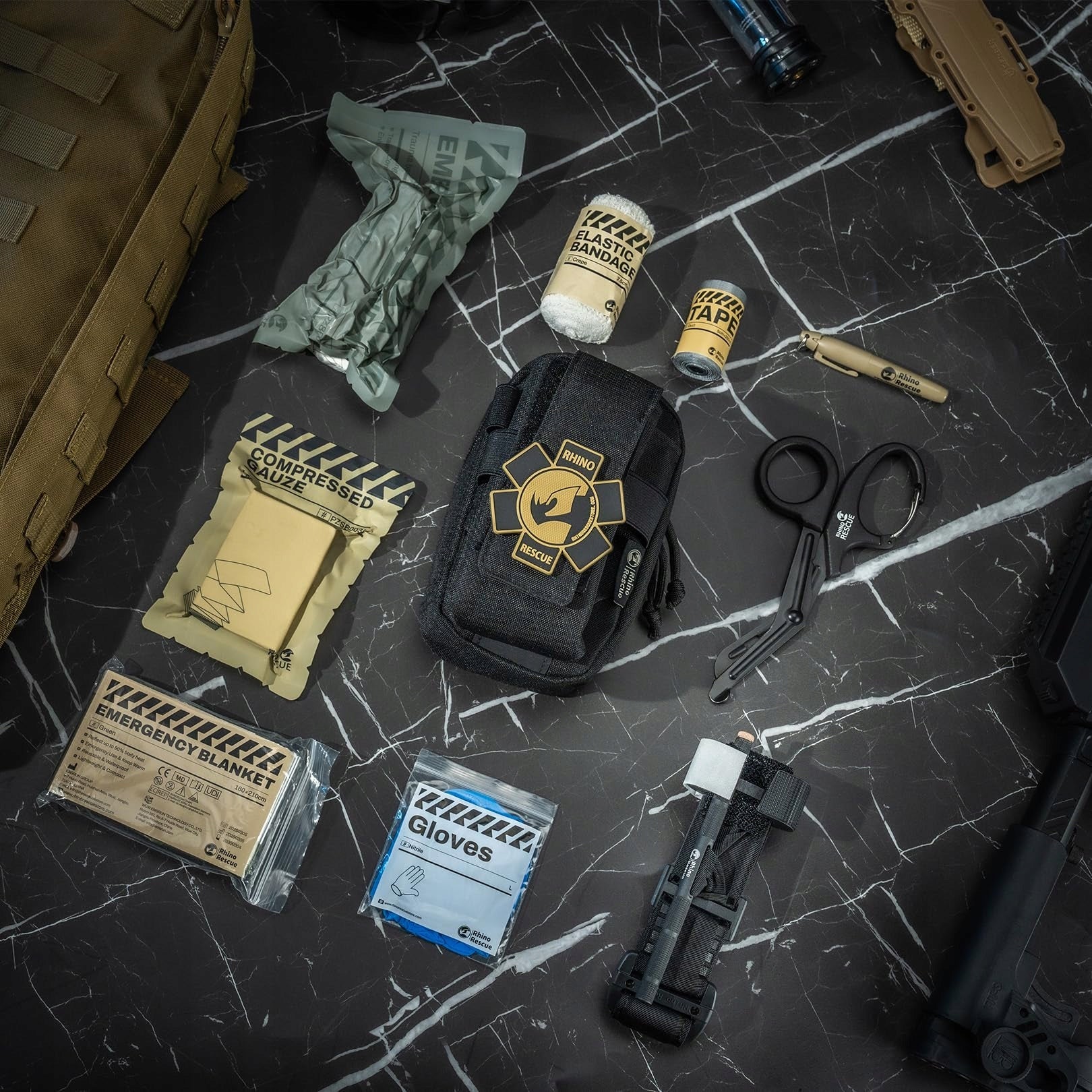 EDC Tactical First Aid Kit IFAK Trauma Kit MOLLE RHINO RESCUE Survival Auto Packaging status original