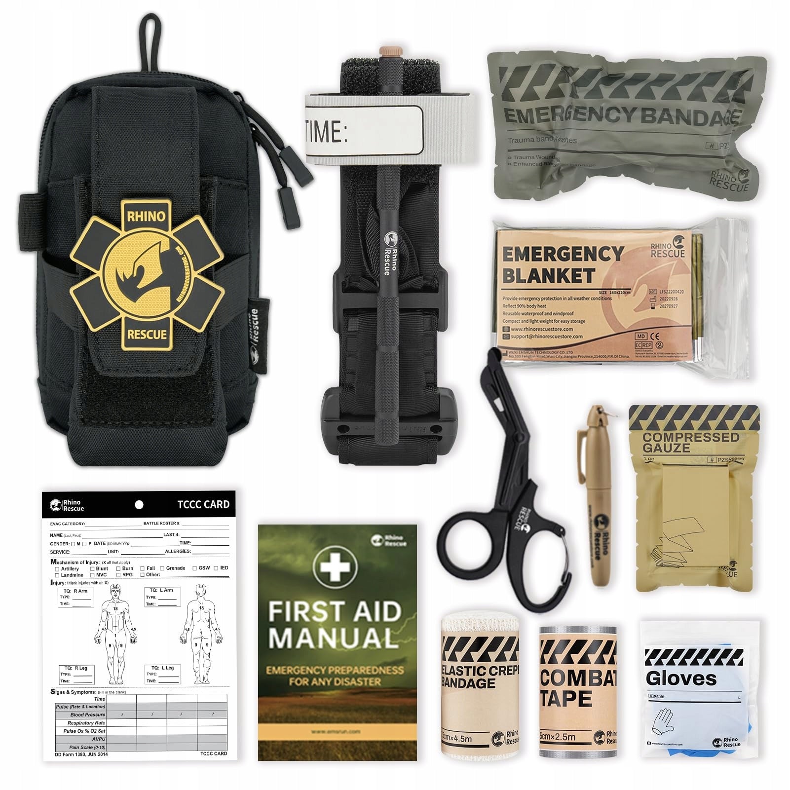 EDC Tactical First Aid Kit IFAK Trauma Kit MOLLE RHINO RESCUE Survival Auto
