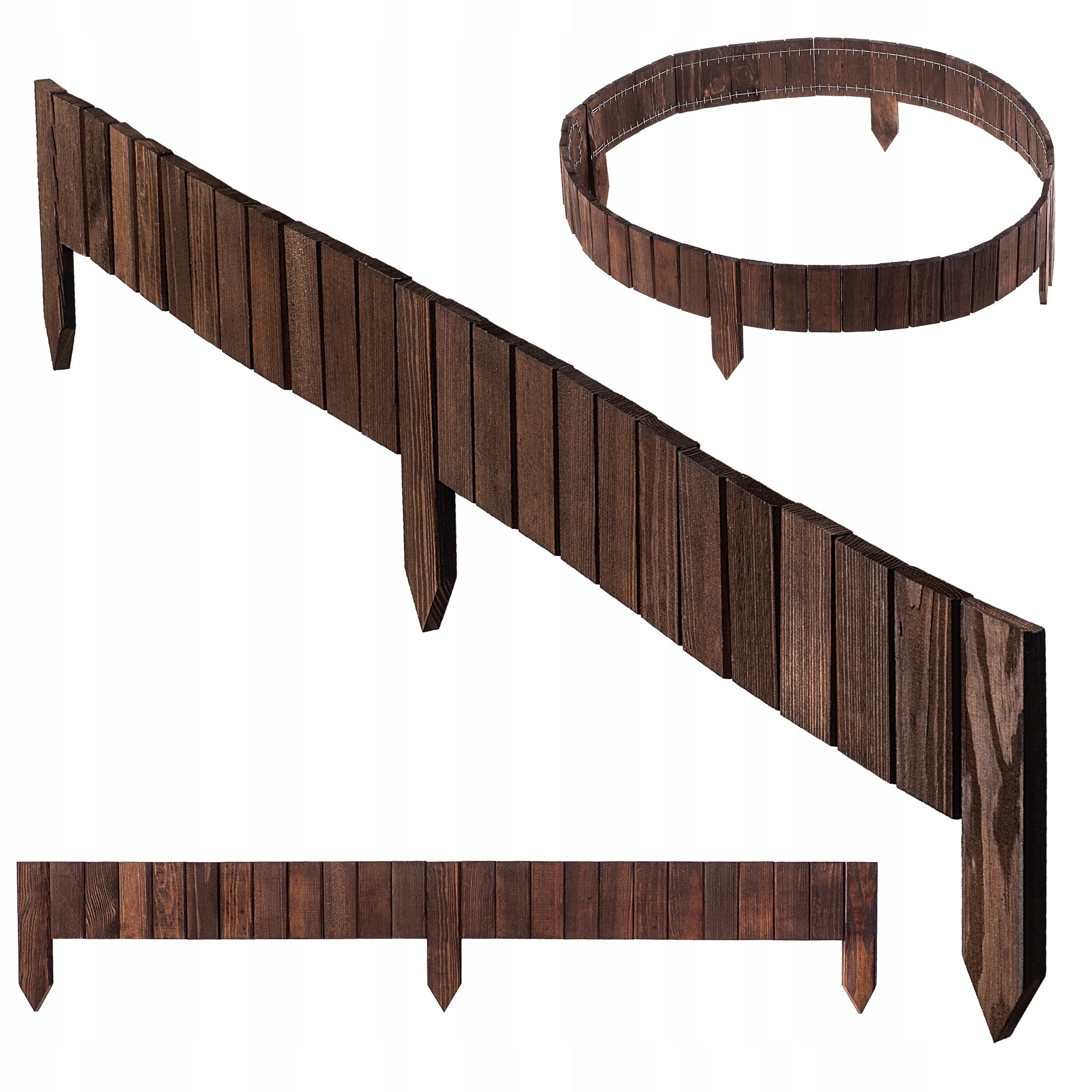 EDGING GARDEN PALISADE 10x114 WOODEN FENCE LAWN HAMMERED BRONZE Packaging status original