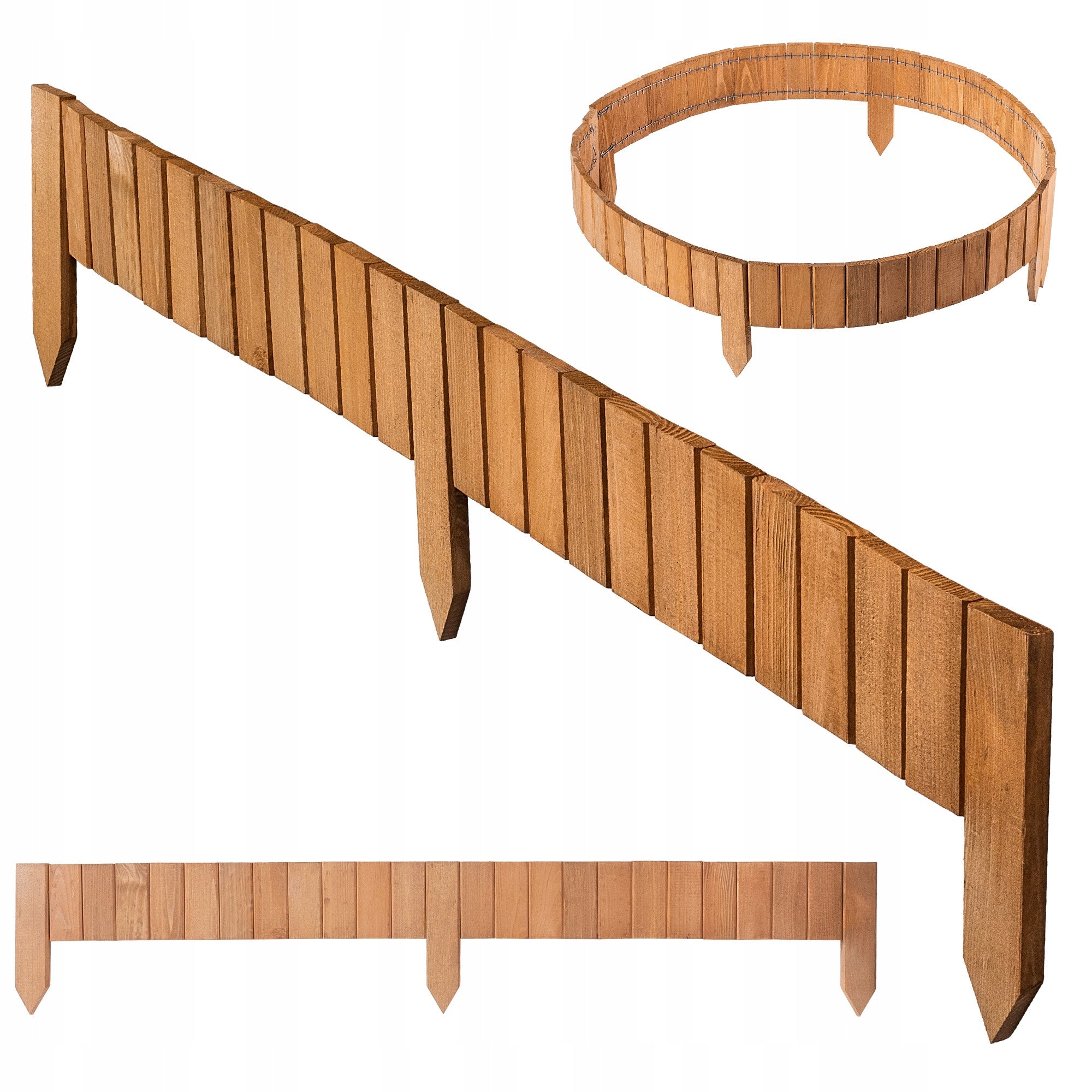 EDGING GARDEN PALISADE 10x114 WOODEN FENCE LAWN HAMMERED OAK Packaging status original