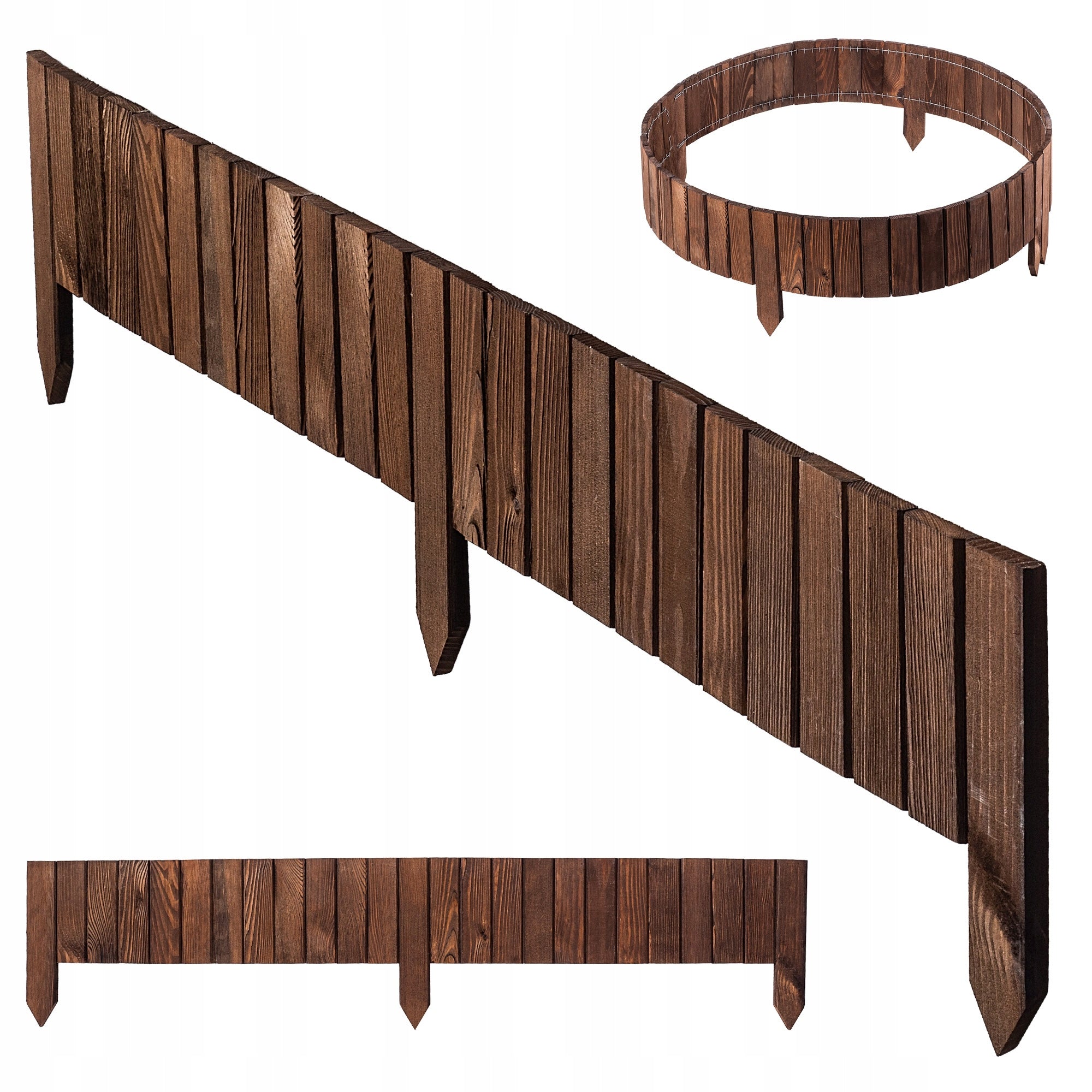 EDGING GARDEN PALISADE 15x116 WOODEN FENCE LAWN HAMMERED BRONZE Packaging status original