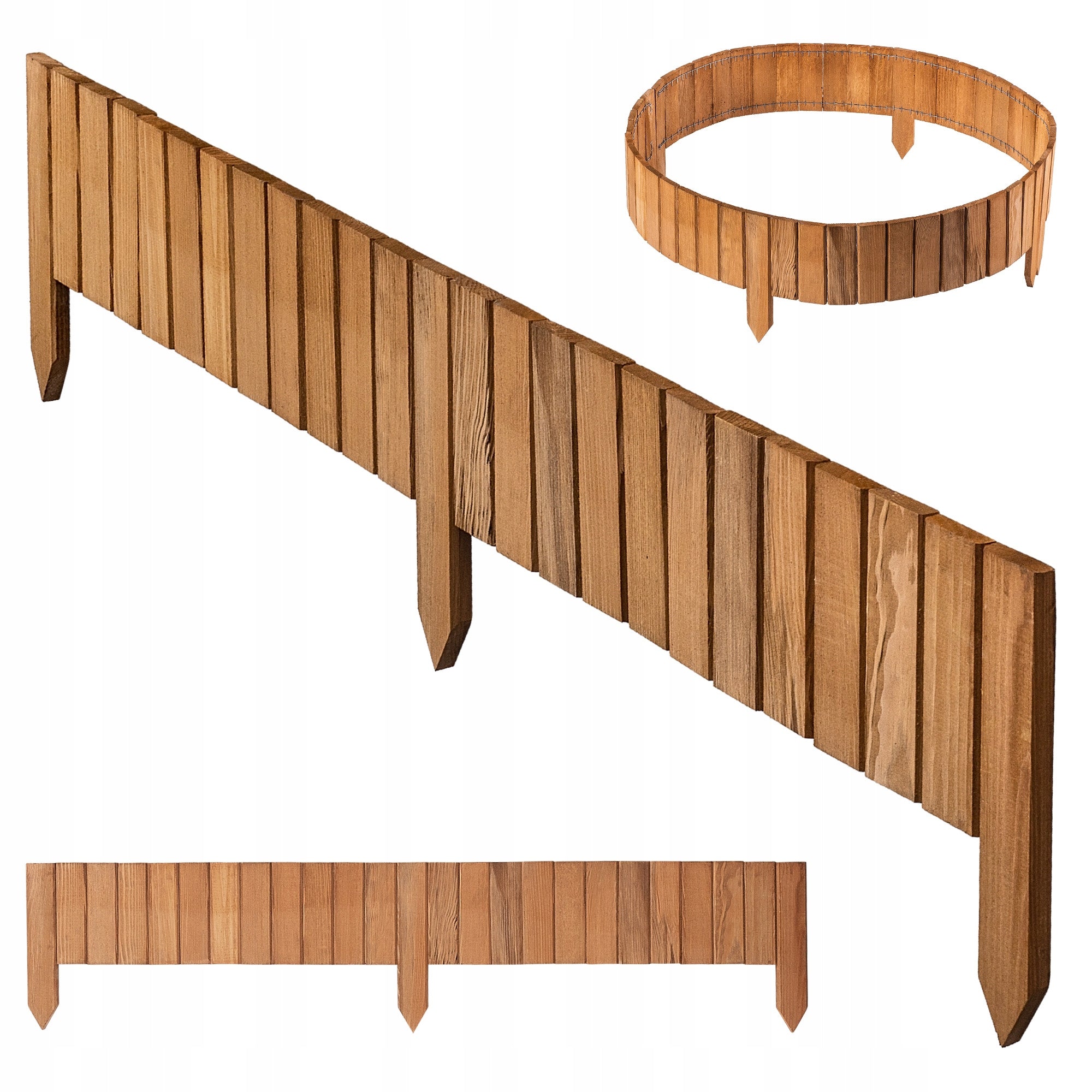 EDGING GARDEN PALISADE 15x116 WOODEN FENCE LAWN HAMMERED OAK Packaging status original