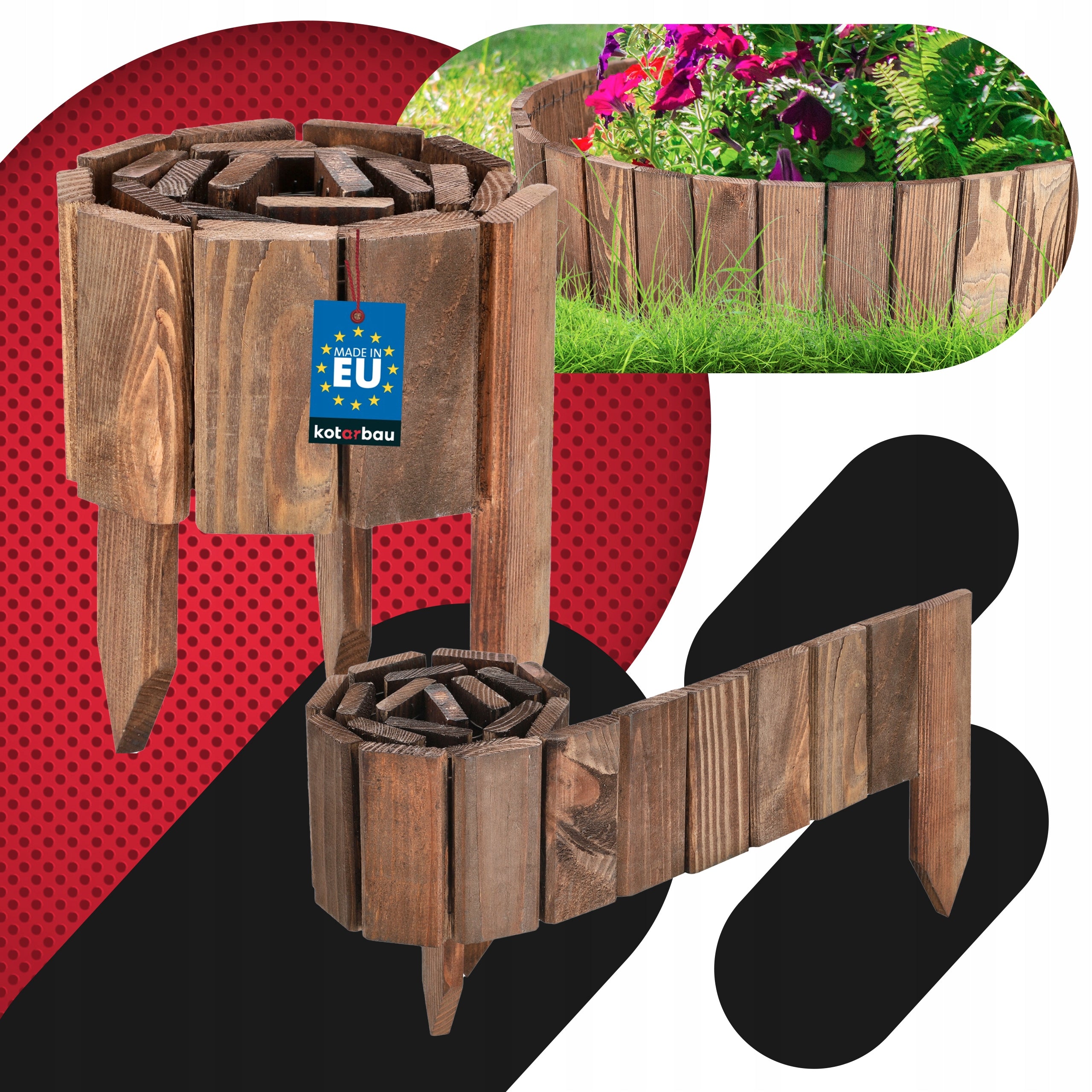 EDGING GARDEN PALISADE FENCE WOODEN LAWN HAMMERED BROWN 10X110 Manufacturer code P297