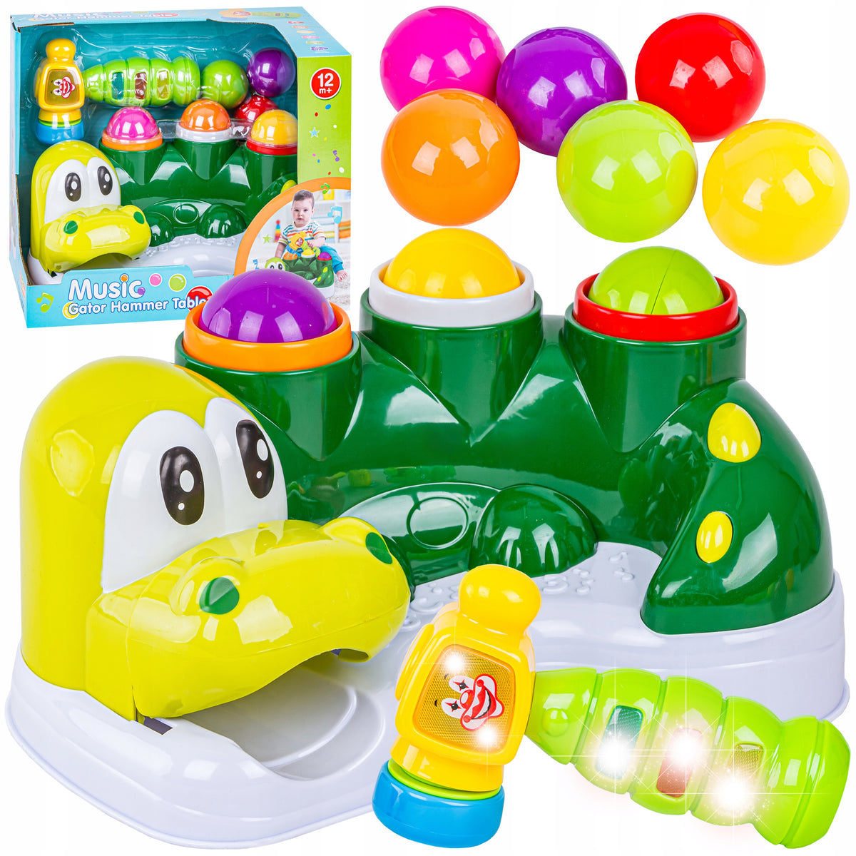 EDUCATIONAL ARCADE TOY Game CROCODILE Hammer Beater STICK BALL