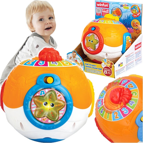 EDUCATIONAL BALL INTERACTIVE OCEAN TOYS MELODIES NUMBERS LIGHTS WINFUN