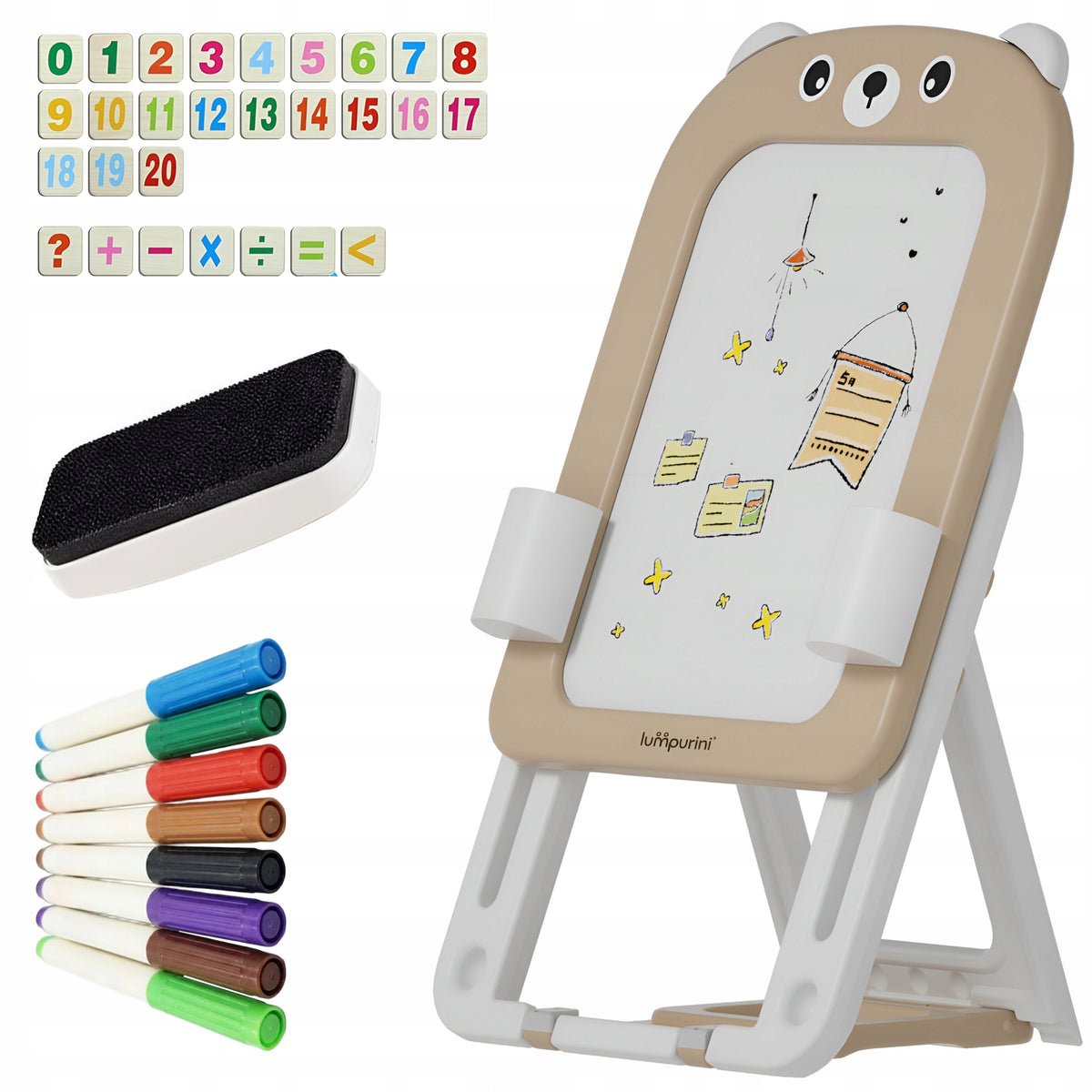 EDUCATIONAL BOARD FOR LEARNING CHILDREN 2IN1 MAGNETIC EASEL + AKCESORIA Packaging status original