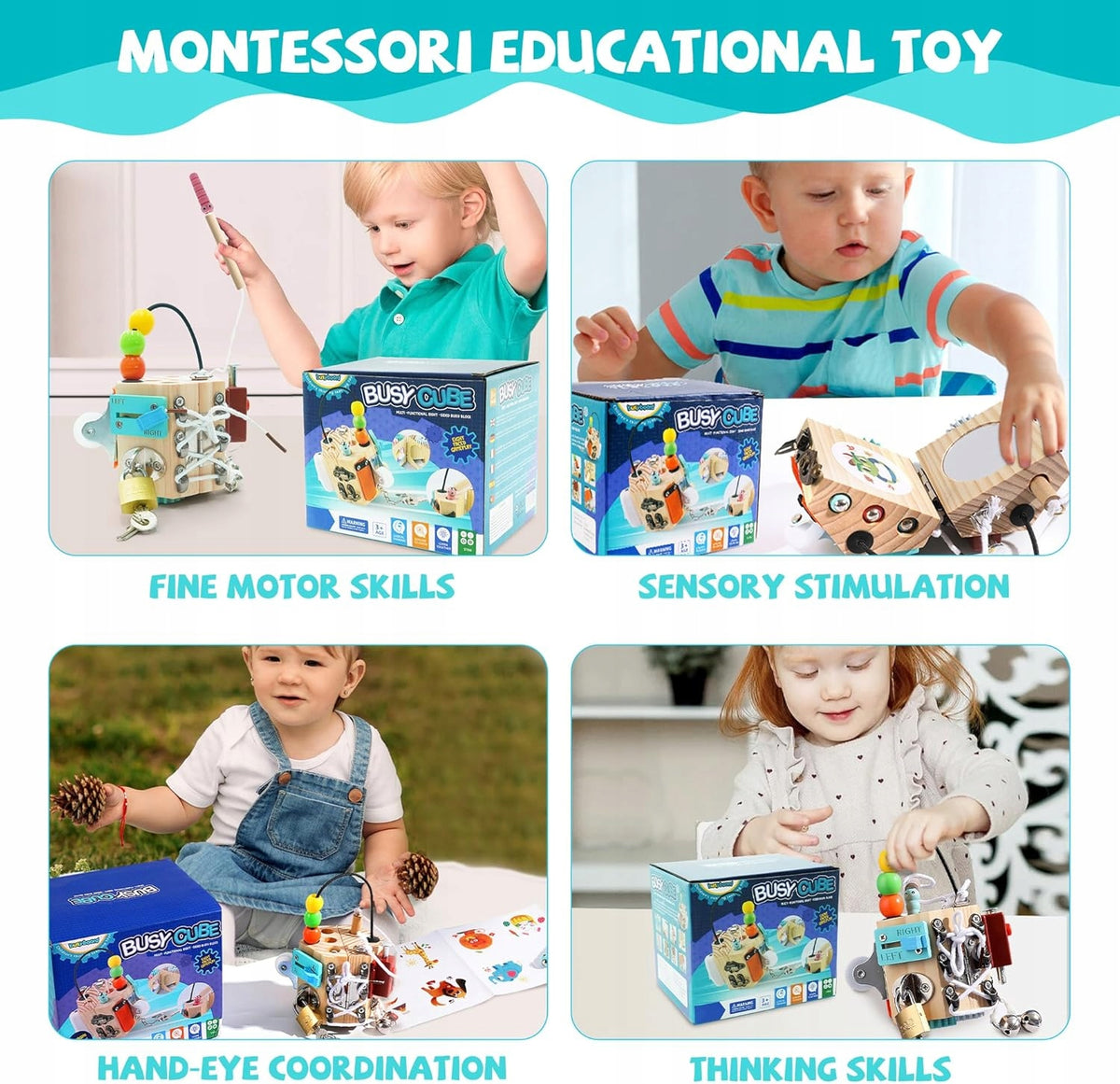 EDUCATIONAL BOOK FOR BABIES 3D MONTESSORI SENSORY CHILDREN GIFT Color white