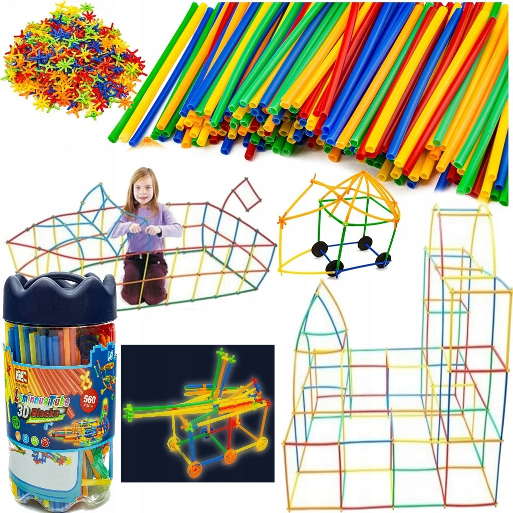EDUCATIONAL BUILDING BLOCKS FOR CHILDREN STRAWS STICKS SET 560el