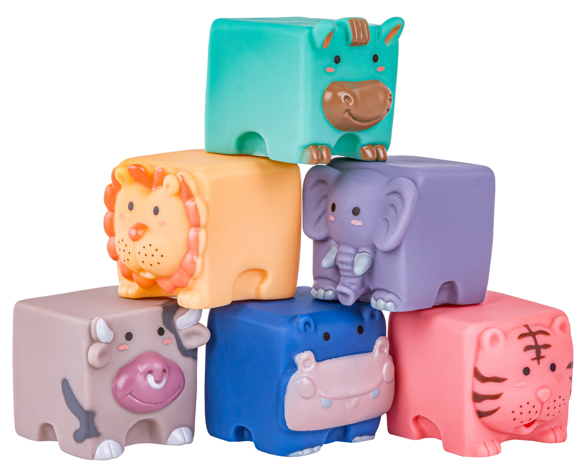 EDUCATIONAL Brick Set SENSORY TOY SOFT BLOCKS ANIMALS 6PCS Color multicolor