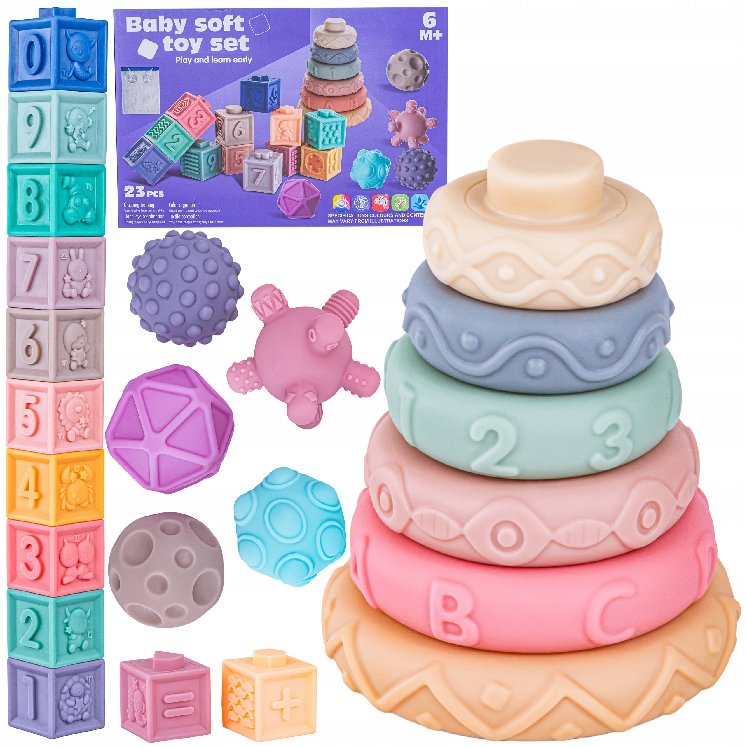 EDUCATIONAL Brick Set SENSORY TOY Soft BLOCKS Ball Tower 23
