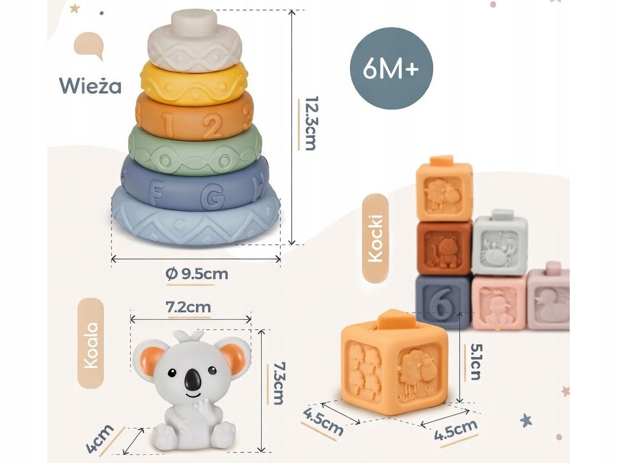 EDUCATIONAL Brick Set SENSORY TOY Soft BLOCKS Koala Tower Brand DK