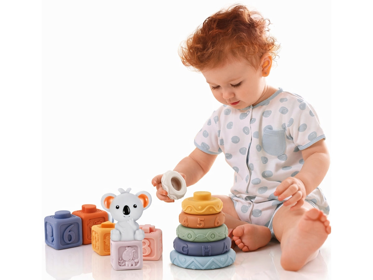 EDUCATIONAL Brick Set SENSORY TOY Soft BLOCKS Koala Tower Packaging status original