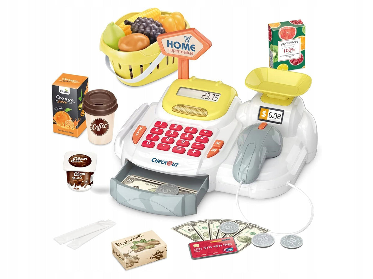 EDUCATIONAL CASH REGISTER Shop Calculator Weight Scanner Basket SOUND Brand Madej