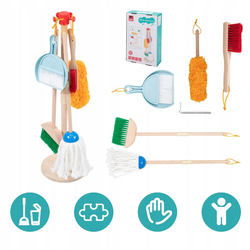 EDUCATIONAL CLEANING SET 6EL. WOOD FOR BOYS GIRLS 3-6 YEARS Packaging status original