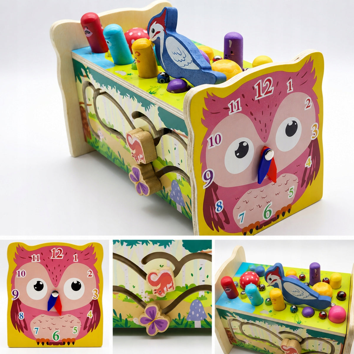 EDUCATIONAL CUBE MONTESSORI WOODEN HAMMER CYMBAL PUZZLE BLOCKS MON Kid's age 3+ years