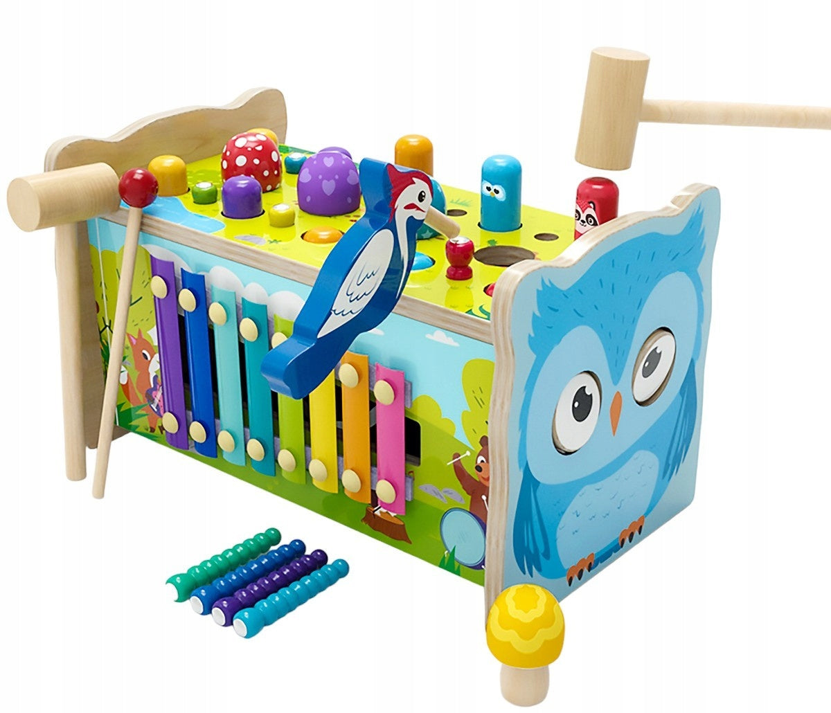 EDUCATIONAL CUBE MONTESSORI WOODEN HAMMER CYMBAL PUZZLE BLOCKS MON Manufacturer code 25992