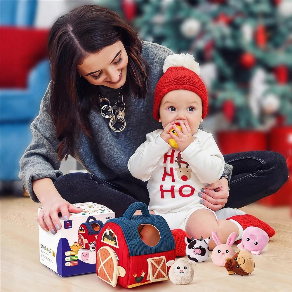 EDUCATIONAL FARM MONTESSORI 7IN1 PLUSH ANIMALS CHILDREN'S TOY Packaging status original