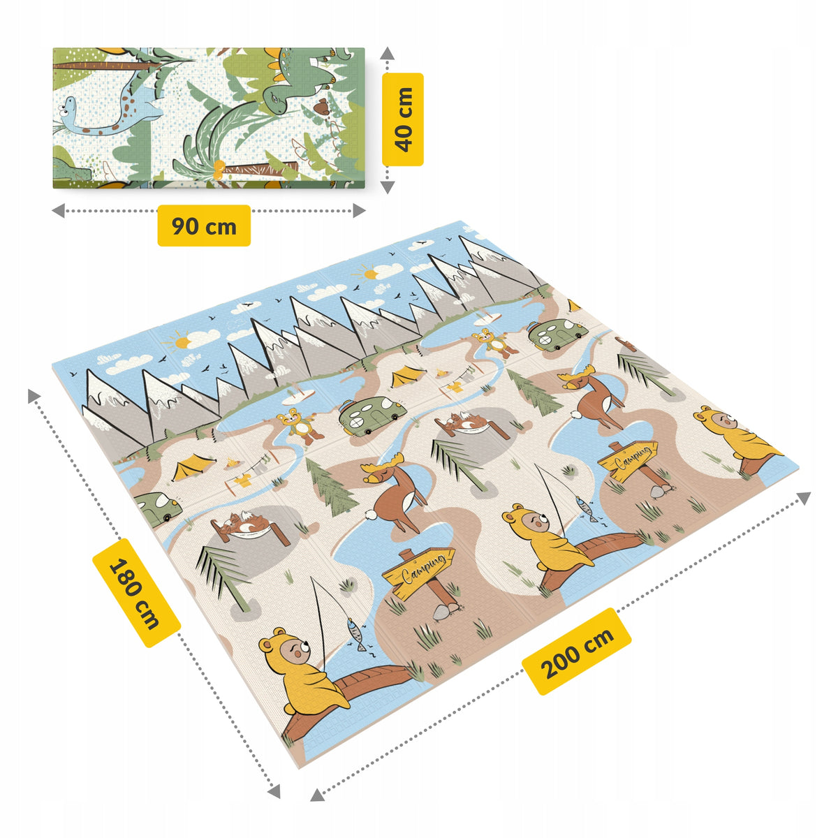 EDUCATIONAL FOAM MAT DOUBLE SIDED FOLDING CHILDREN LARGE "CAMPING" 200x180 Manufacturer code Mata edukacyjna Dżungla i Camping