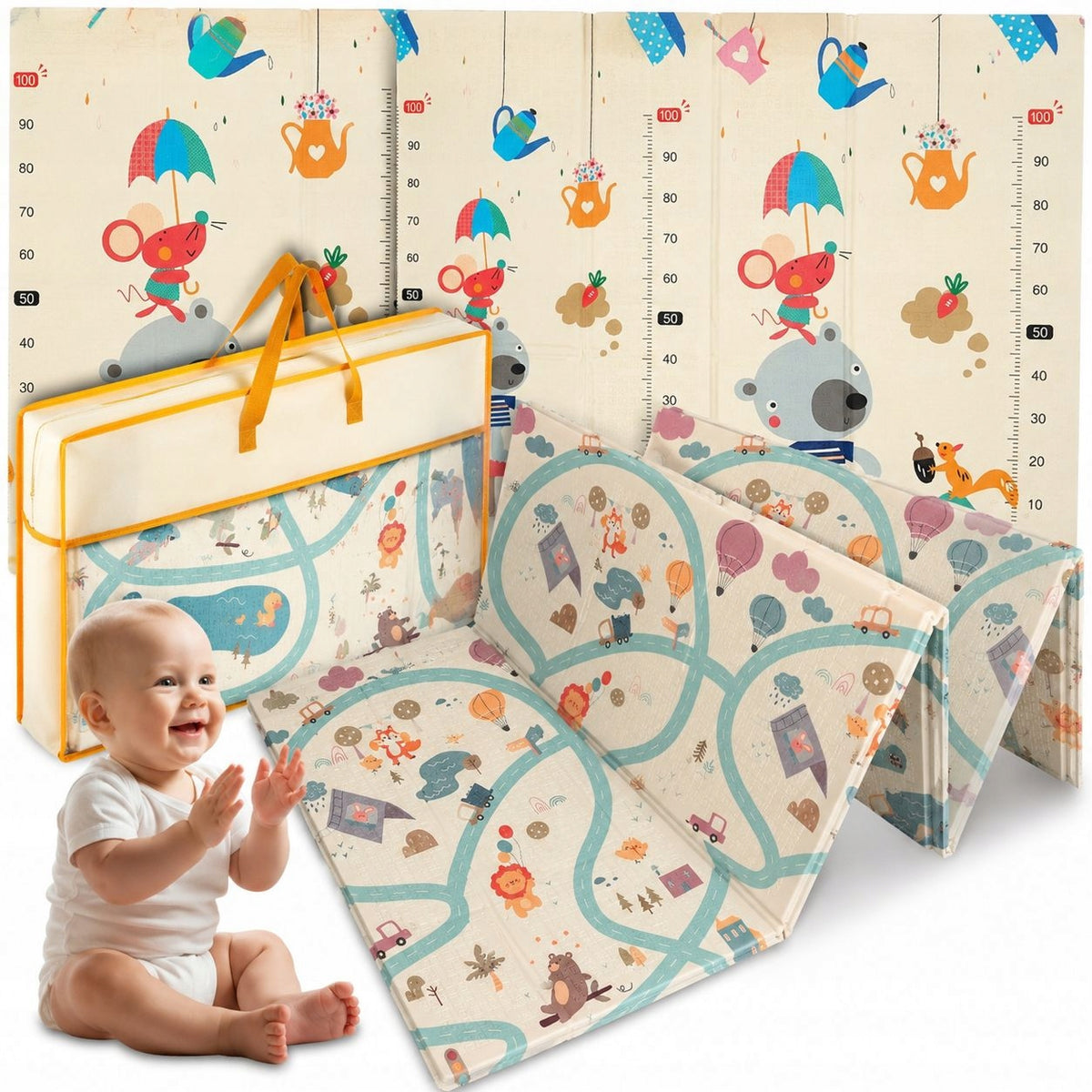 EDUCATIONAL FOAM MAT DOUBLE SIDED FOLDING FOR BABIES 200x180CM