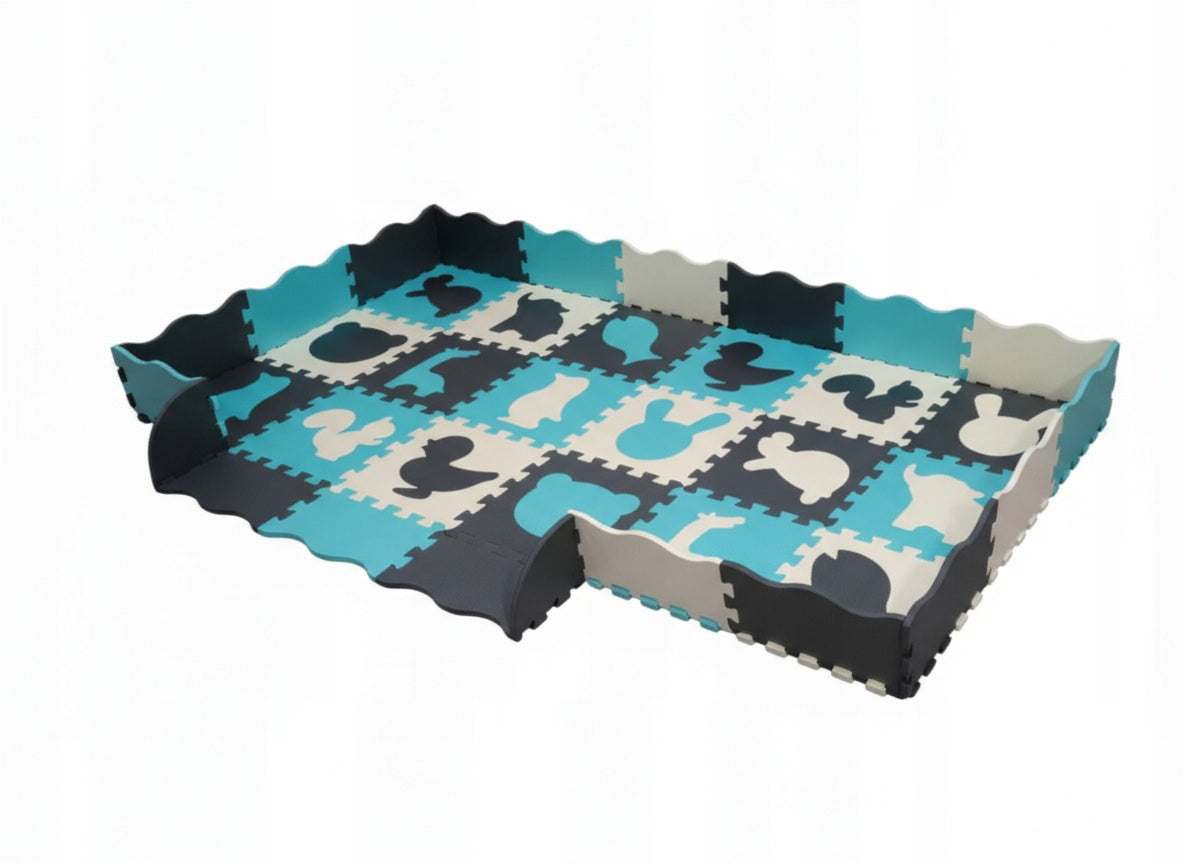 EDUCATIONAL FOAM MAT DOUBLE-SIDED PUZZLE XXL 201x115cm EVA animals