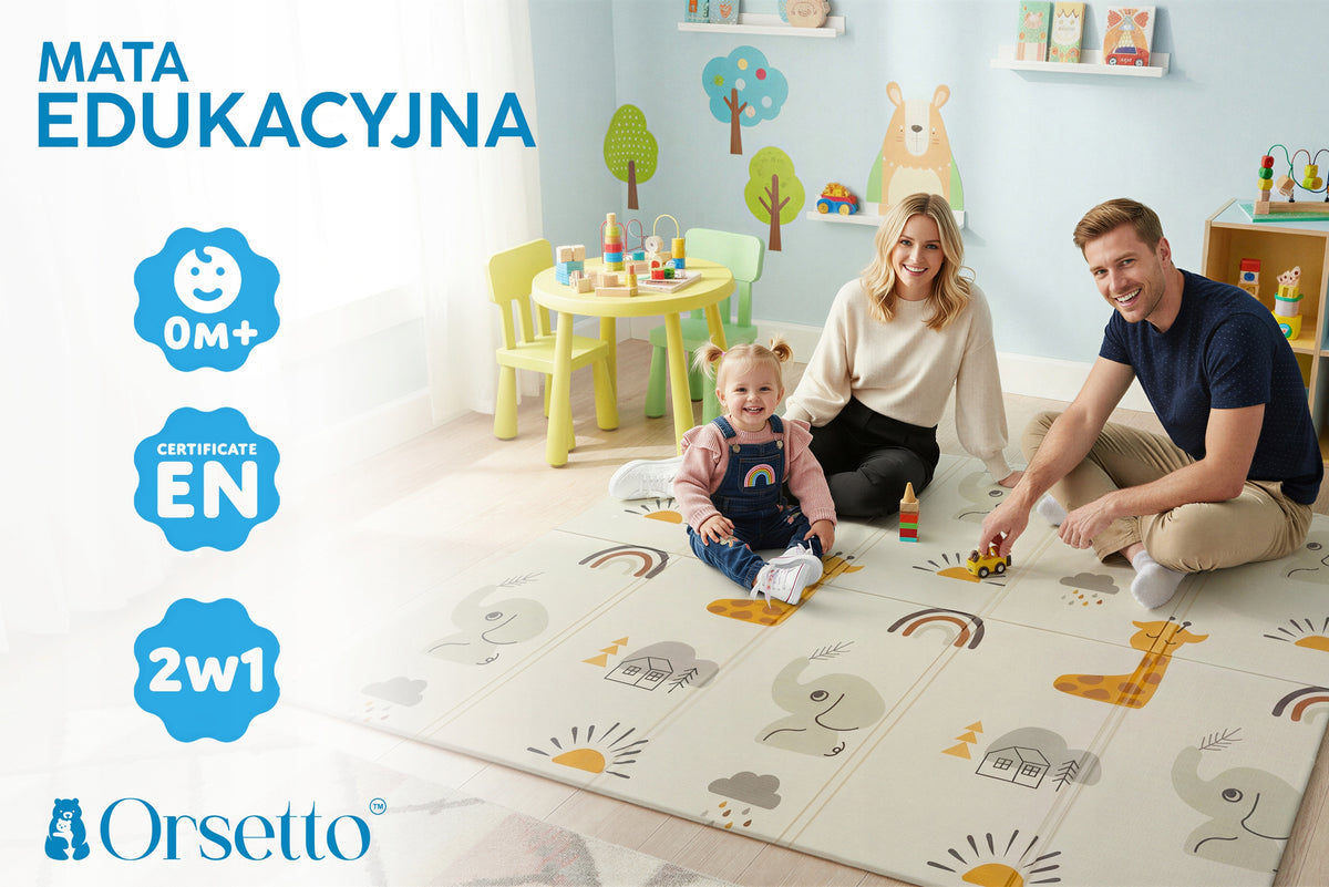 EDUCATIONAL FOAM MAT FOLDING DOUBLE-SIDED LARGE THICK 180x200x1CM 0+ Kid's age 0+
