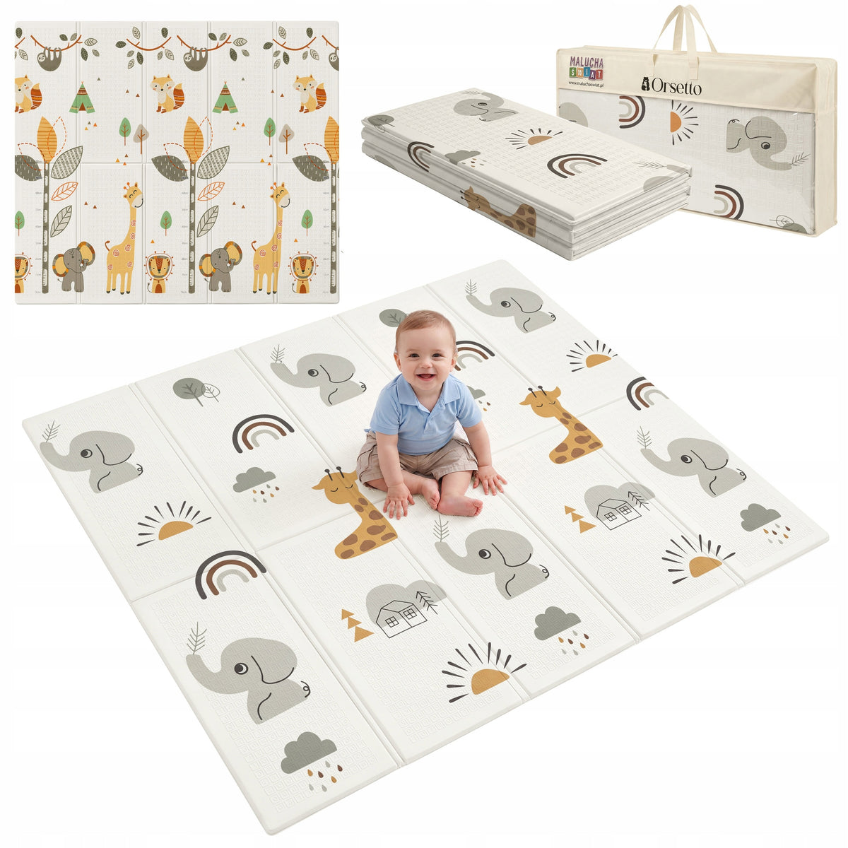 EDUCATIONAL FOAM MAT FOLDING DOUBLE-SIDED LARGE THICK 180x200x1CM 0+