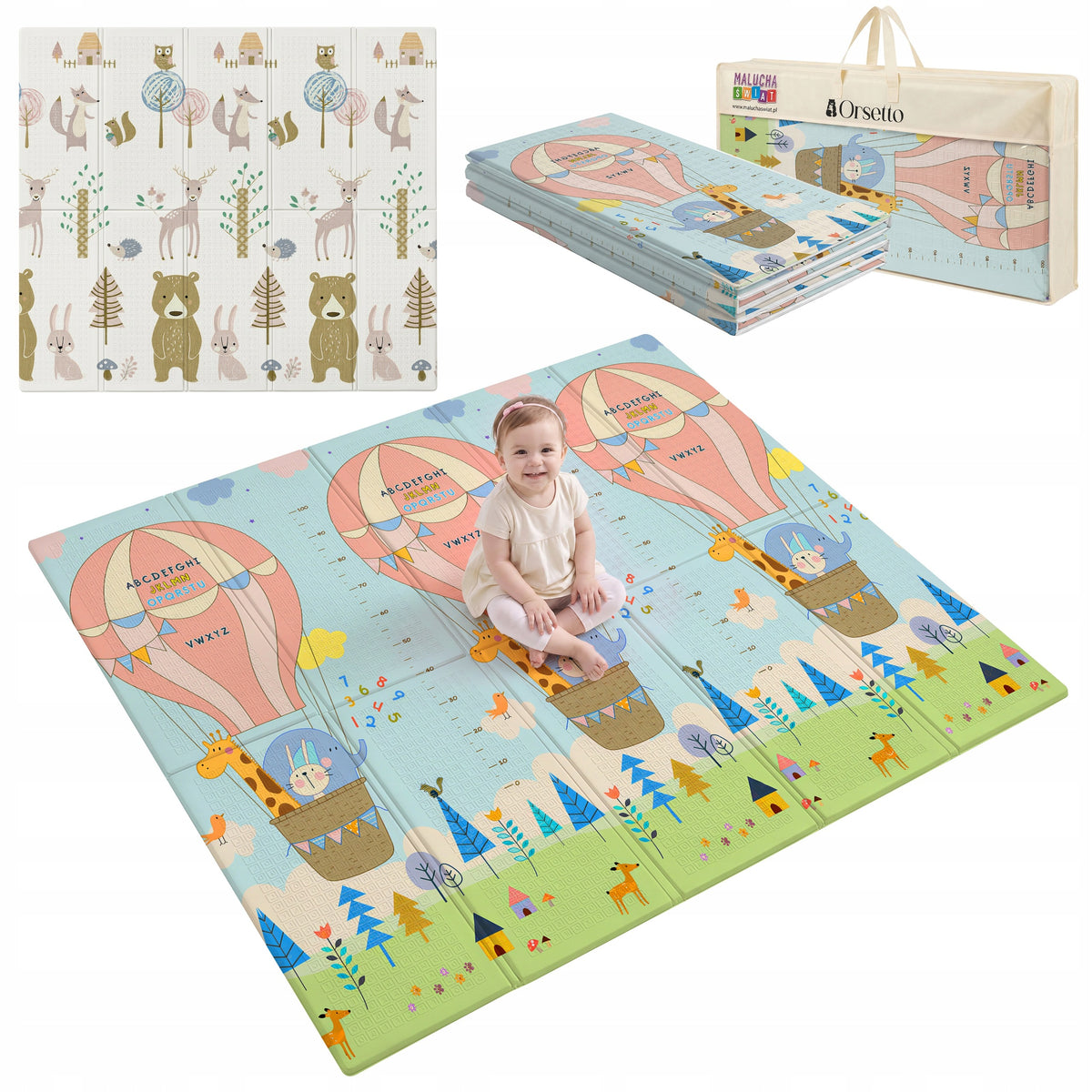 EDUCATIONAL FOAM MAT FOLDING DOUBLE-SIDED LARGE THICK 180x200x1CM 0+