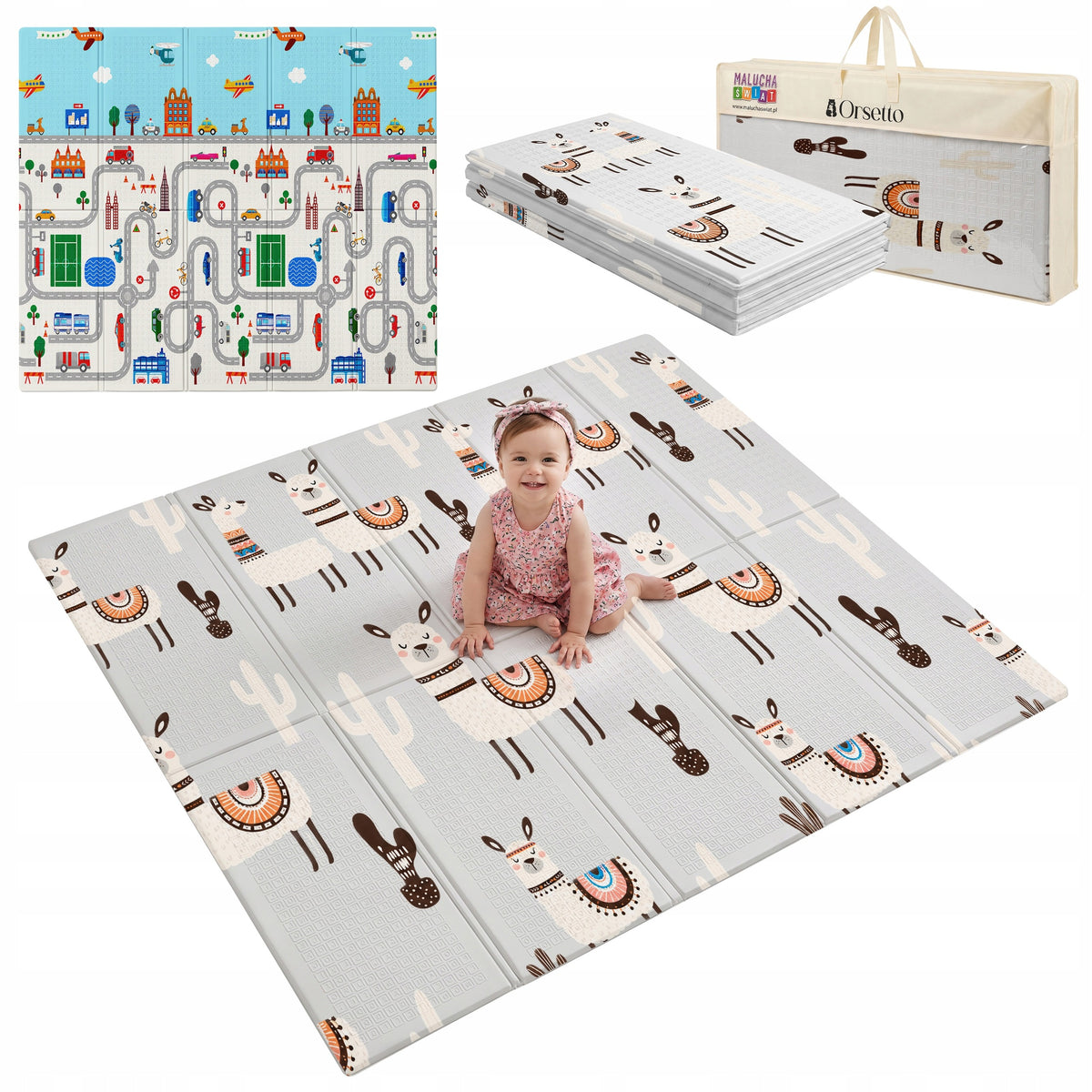 EDUCATIONAL FOAM MAT FOLDING DOUBLE-SIDED LARGE THICK 180x200x1cm 0+
