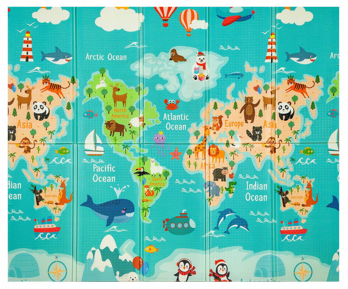 EDUCATIONAL FOAM MAT FOR CHILDREN WORLD MAP LARGE FOLDING 200x180 XPE Packaging status original