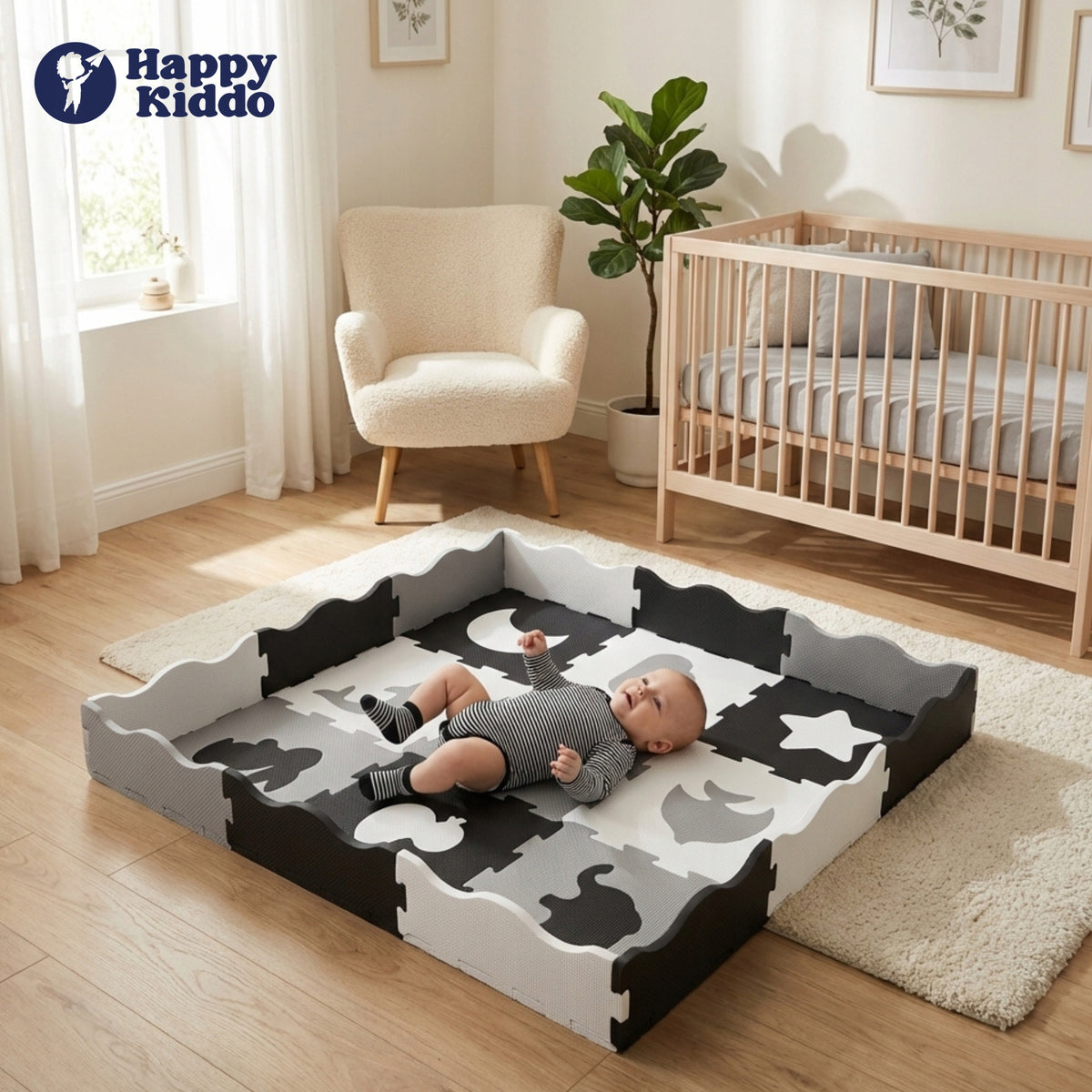 EDUCATIONAL FOAM MAT Happy Kiddo Puzzle Floor Playpen 34 el 126 cm Manufacturer code podłogowa mata piankowa dla niemowląt zabawa
