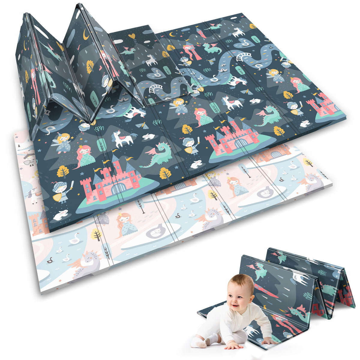 EDUCATIONAL FOLDING FOAM MAT FOR CHILDREN LARGE 150x200 DOUBLE-SIDED NUKIDO