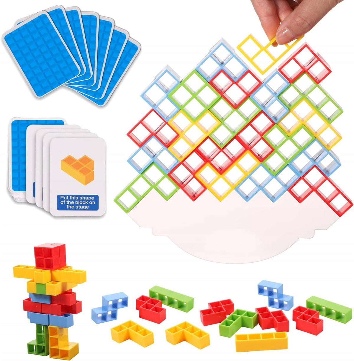 EDUCATIONAL GAME PUZZLE BLOCKS TETRIS TETRA BALANCE TOWER 48 BLOCKS
