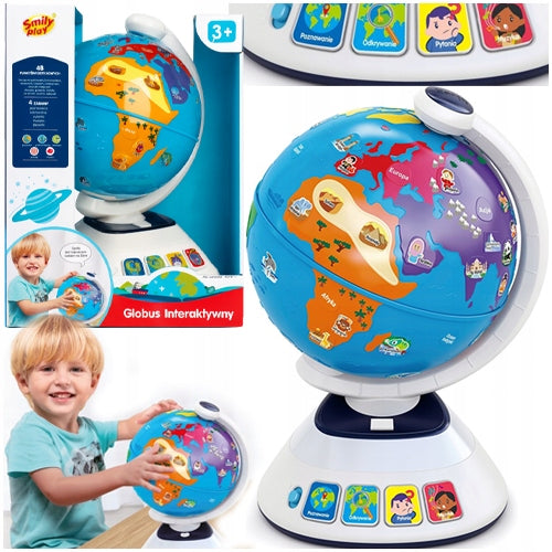 EDUCATIONAL GLOBE INTERACTIVE QUIZ 48 FUNCTIONS GLOWING GAME TEACHES SMILY PLAY