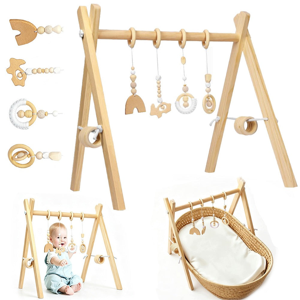 EDUCATIONAL GYM WOODEN GYM STAND WITH PENDANTS FOR BABIES