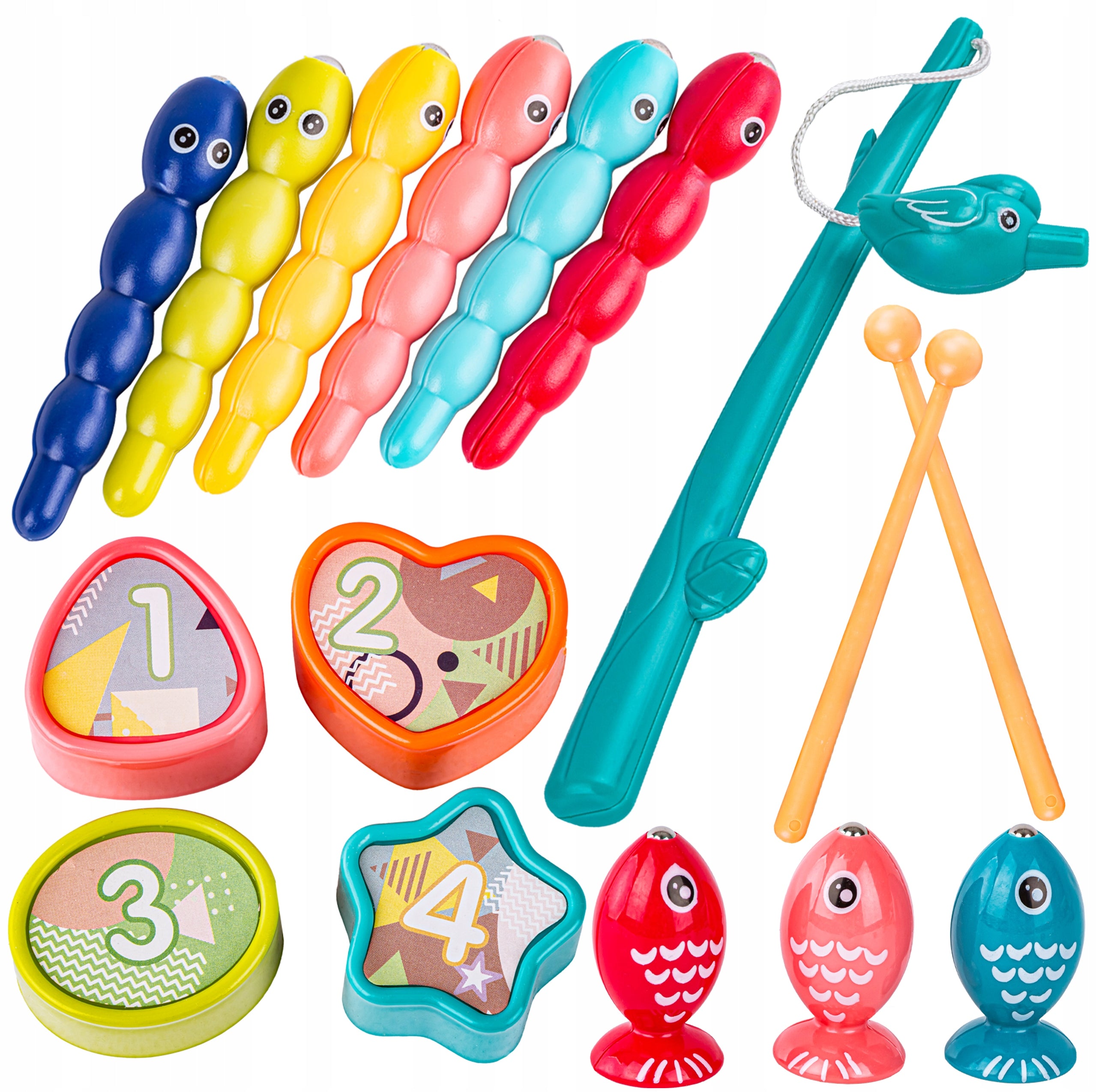 EDUCATIONAL INTERACTIVE 8in1 TOY for Kids Cymbals Fish Clock Hammer Brand DK