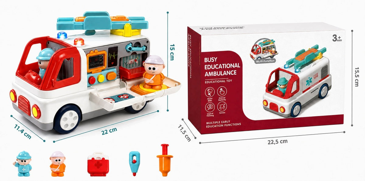 EDUCATIONAL INTERACTIVE FOLDING AMBULANCE LIGHT SOUND FIGURINE Brand BOUNN