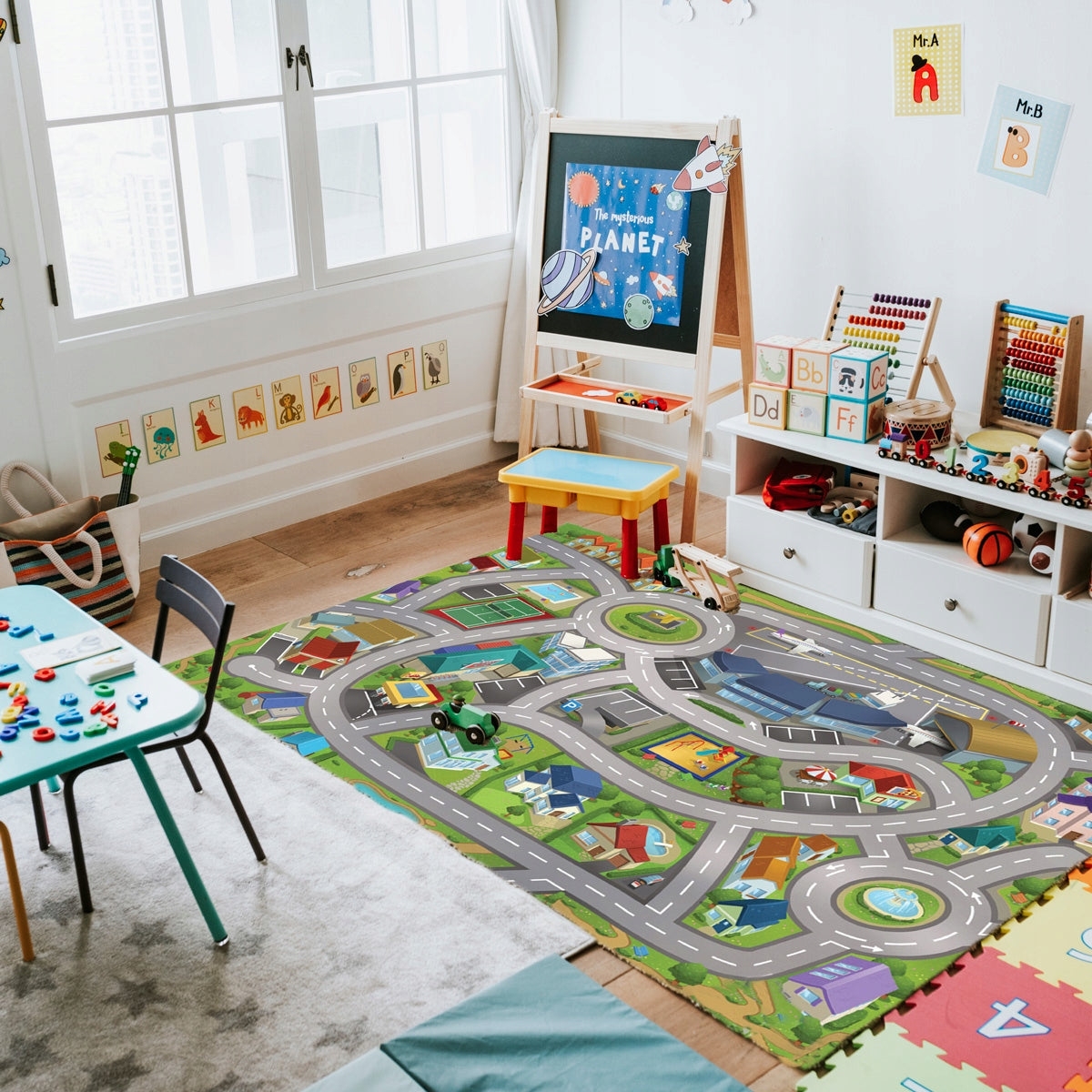 EDUCATIONAL MAT CHILDREN'S RUG FOR CHILDREN ROLLED 75X112 CITY STREETS Brand DOMAREX
