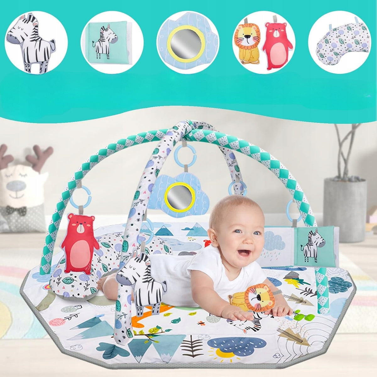 EDUCATIONAL MAT FOR BABIES 110CM 6in1 WITH SENSORY ARCH Brand Canpol babies