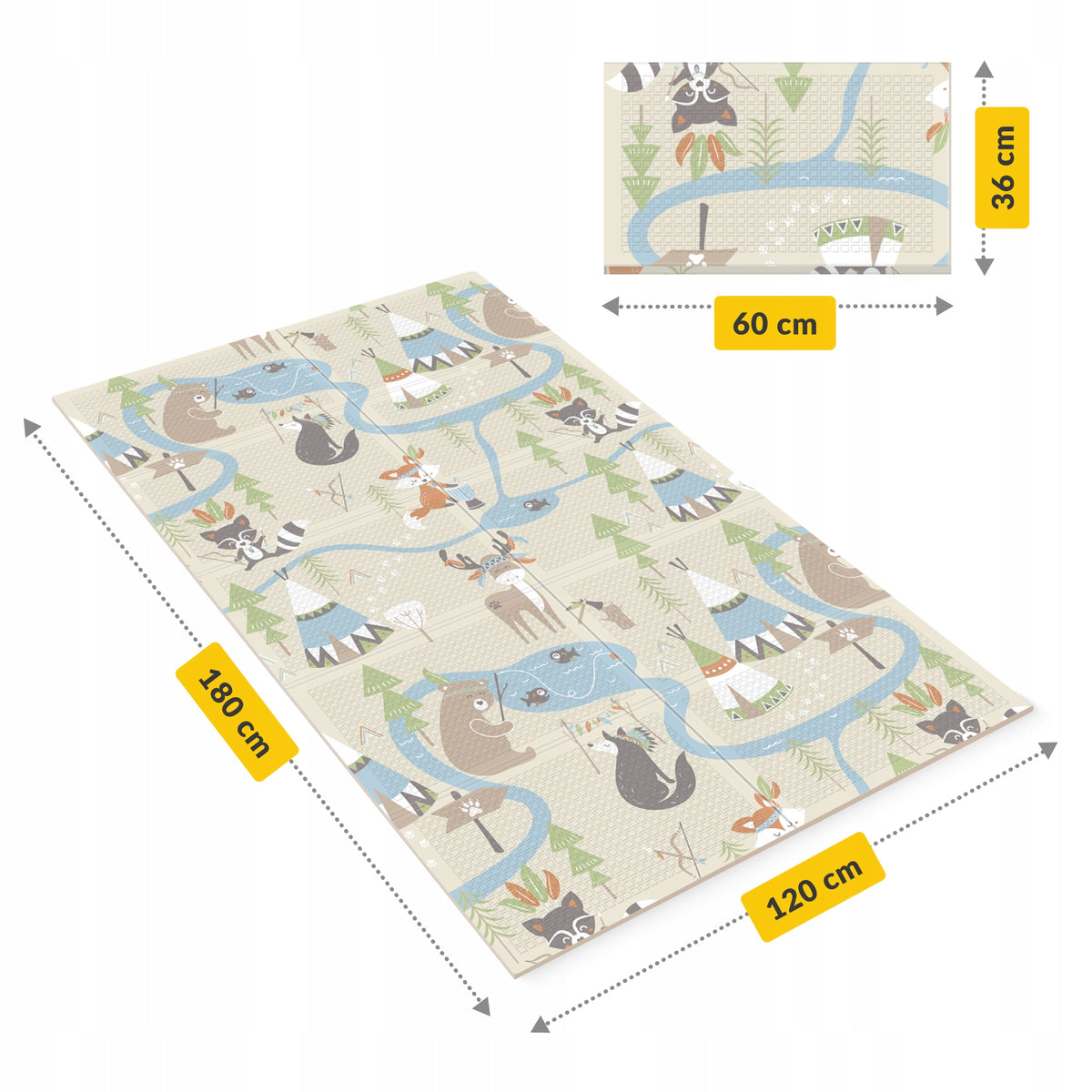 EDUCATIONAL MAT FOR BABIES FOAM DOUBLE-SIDED FOR CHILDREN XPE 180x120cm Manufacturer code Mata Indianie i Boho-dream 180 x 120 cm