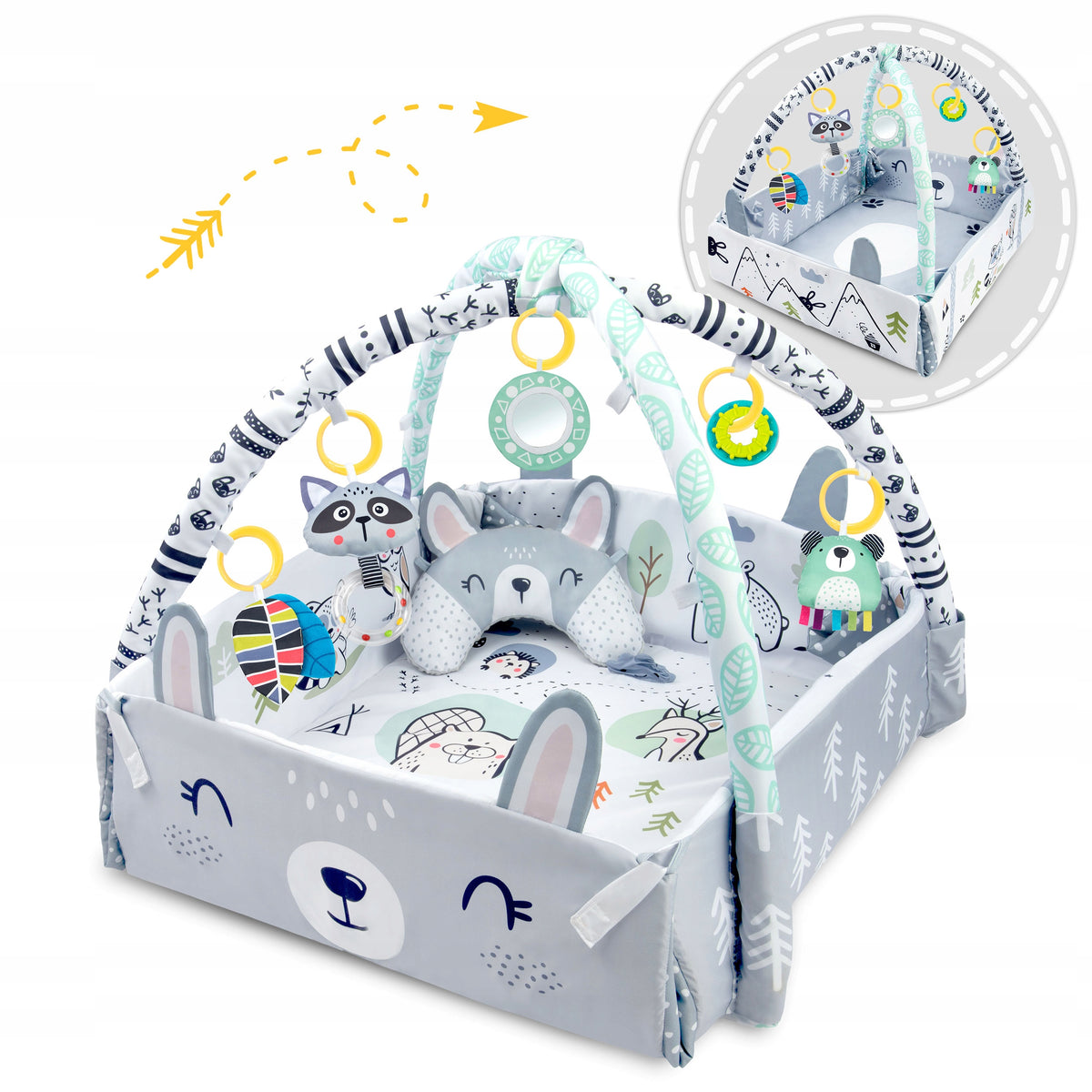EDUCATIONAL MAT FOR BABIES INTERACTIVE 3IN1 LARGE GREY RICOKIDS + FREEBIE Brand RicoKids