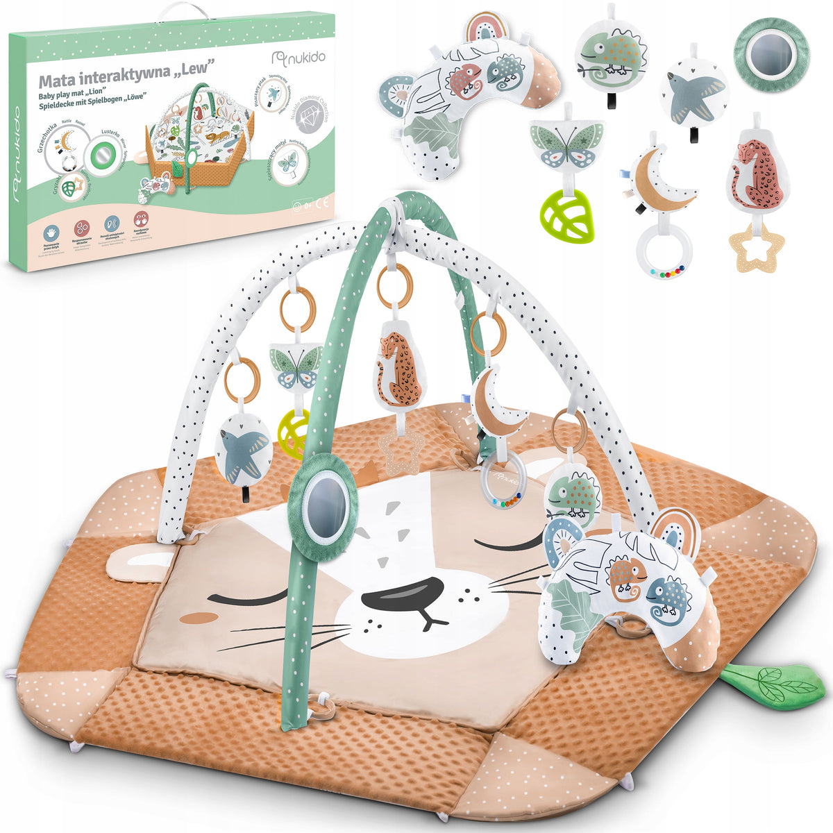 EDUCATIONAL MAT FOR BABIES INTERACTIVE FOLDING LARGE XXL 5in1 NUKIDO
