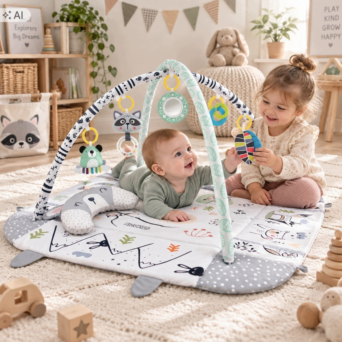 EDUCATIONAL MAT FOR BABIES INTERACTIVE LARGE DOUBLE-SIDED GREY + FREEBIES Manufacturer code MATA DLA DZIECI